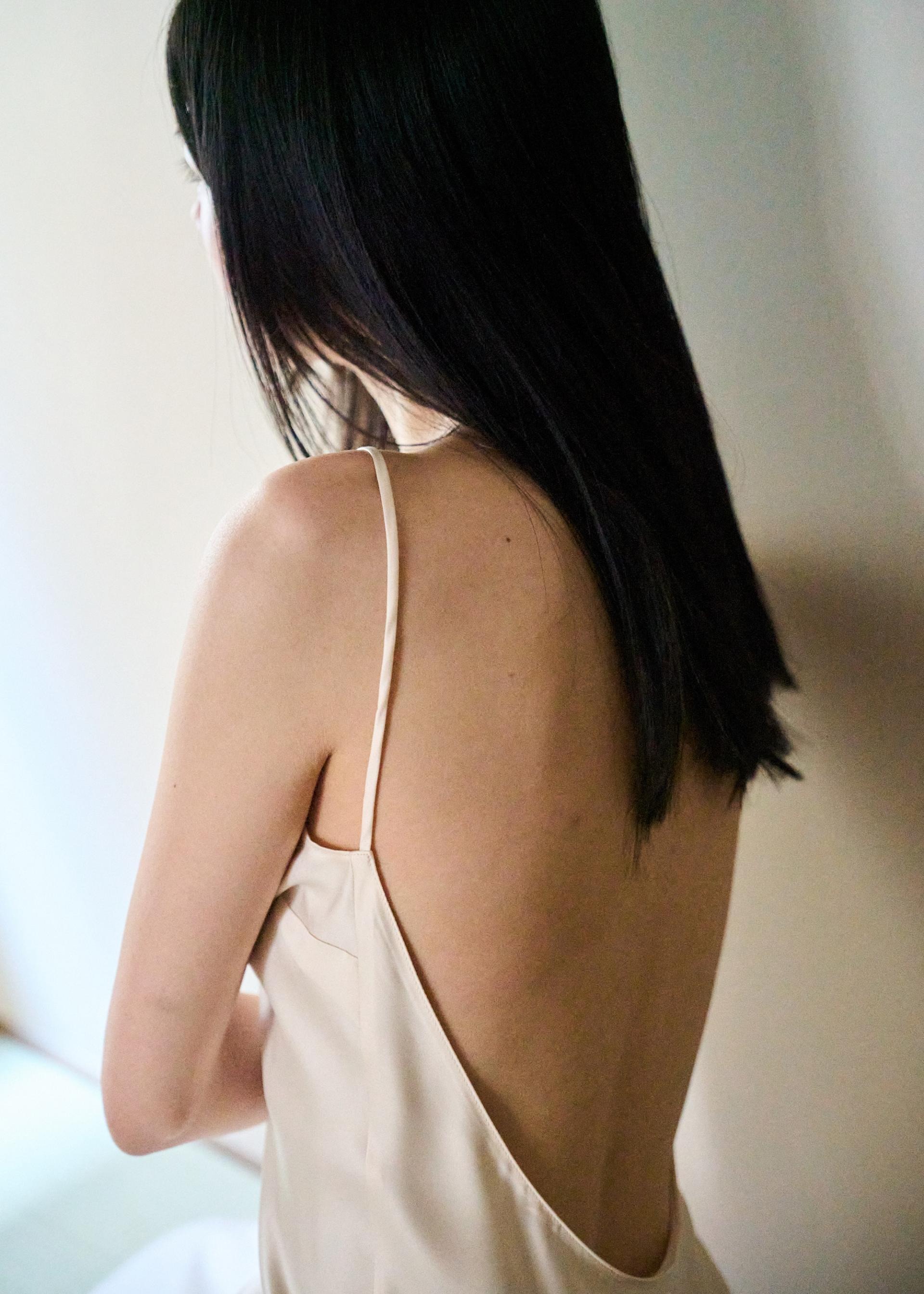 Deep V dress · Offwhite