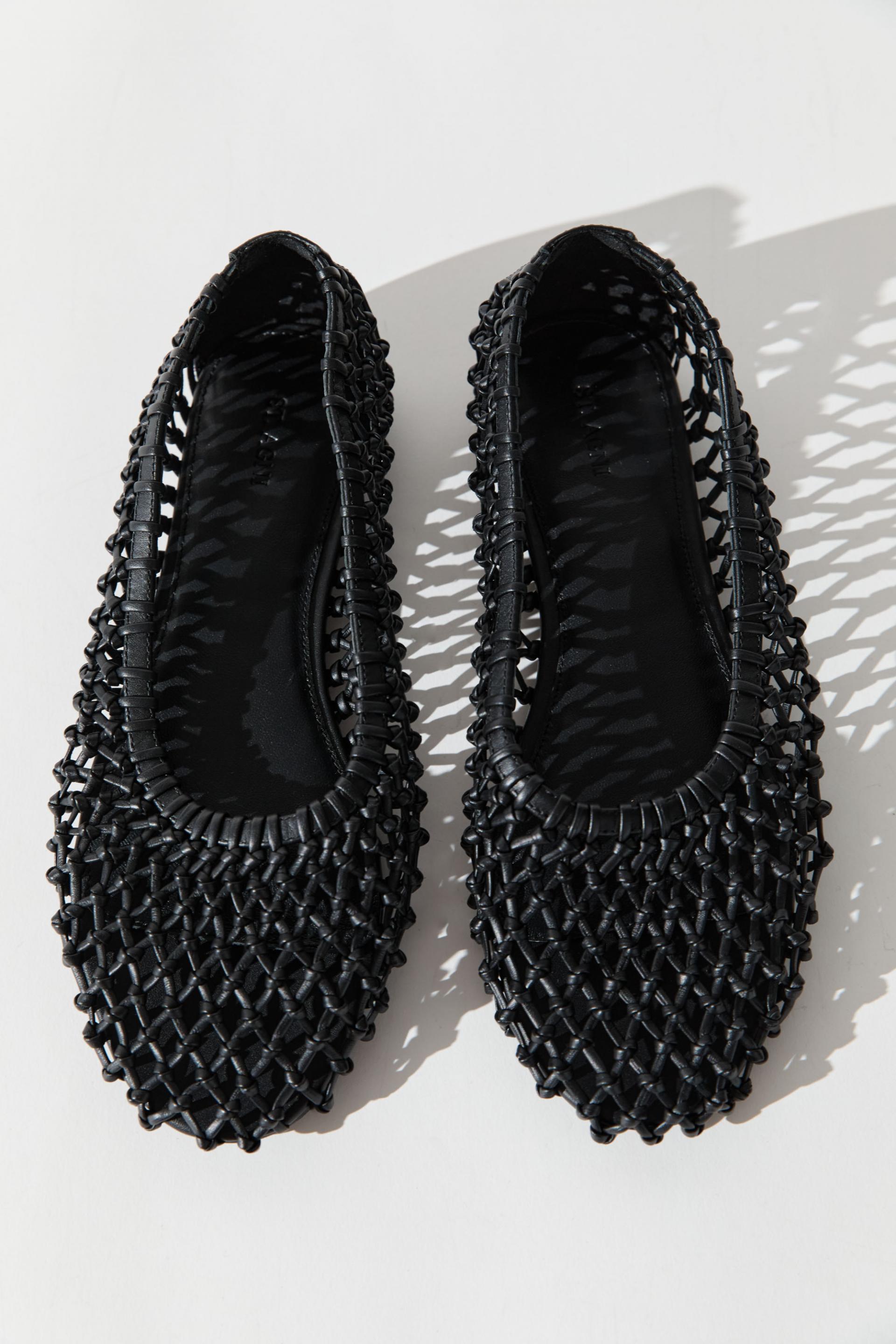 Woven Ballerina Flat · Black