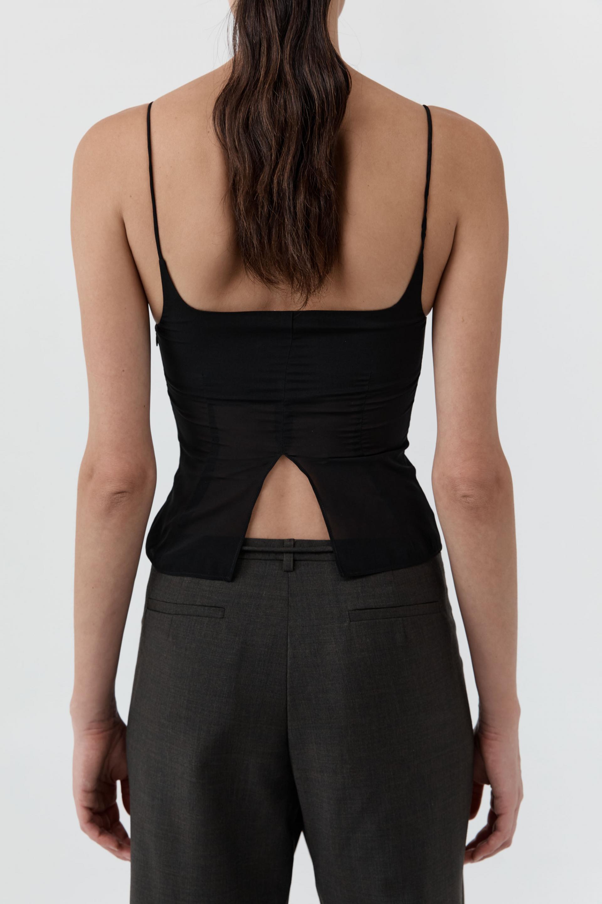 Stretch Silk Cami · Black