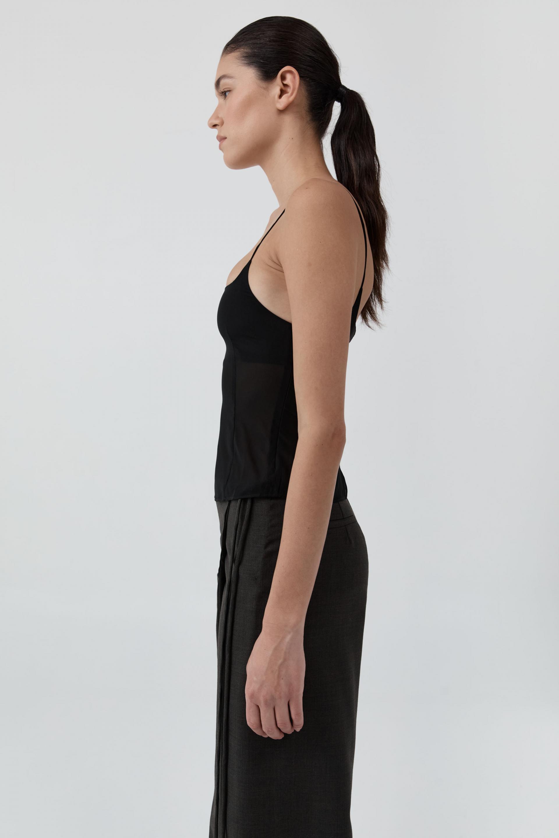 Stretch Silk Cami · Black