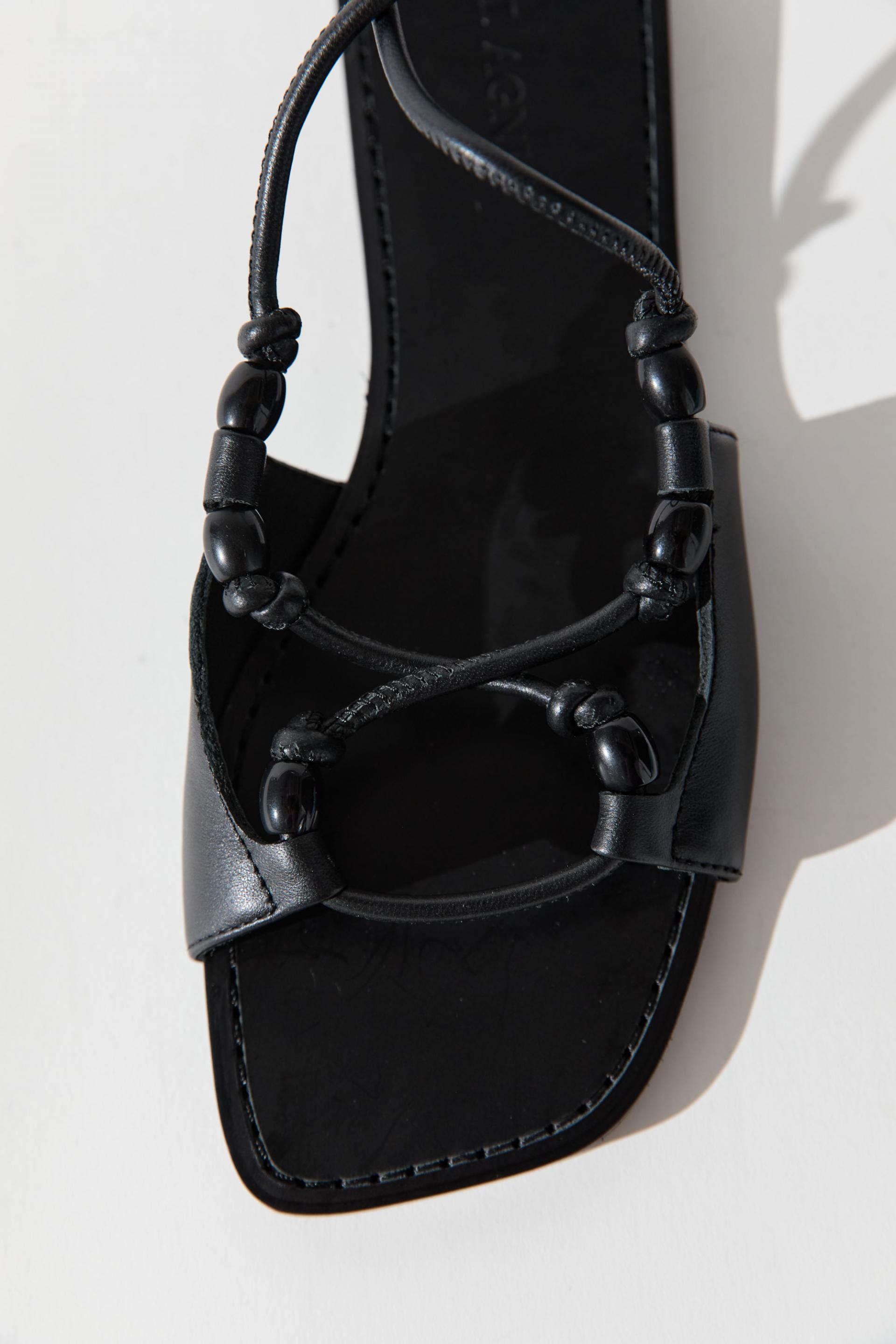 Beaded Detail Sandal · Black