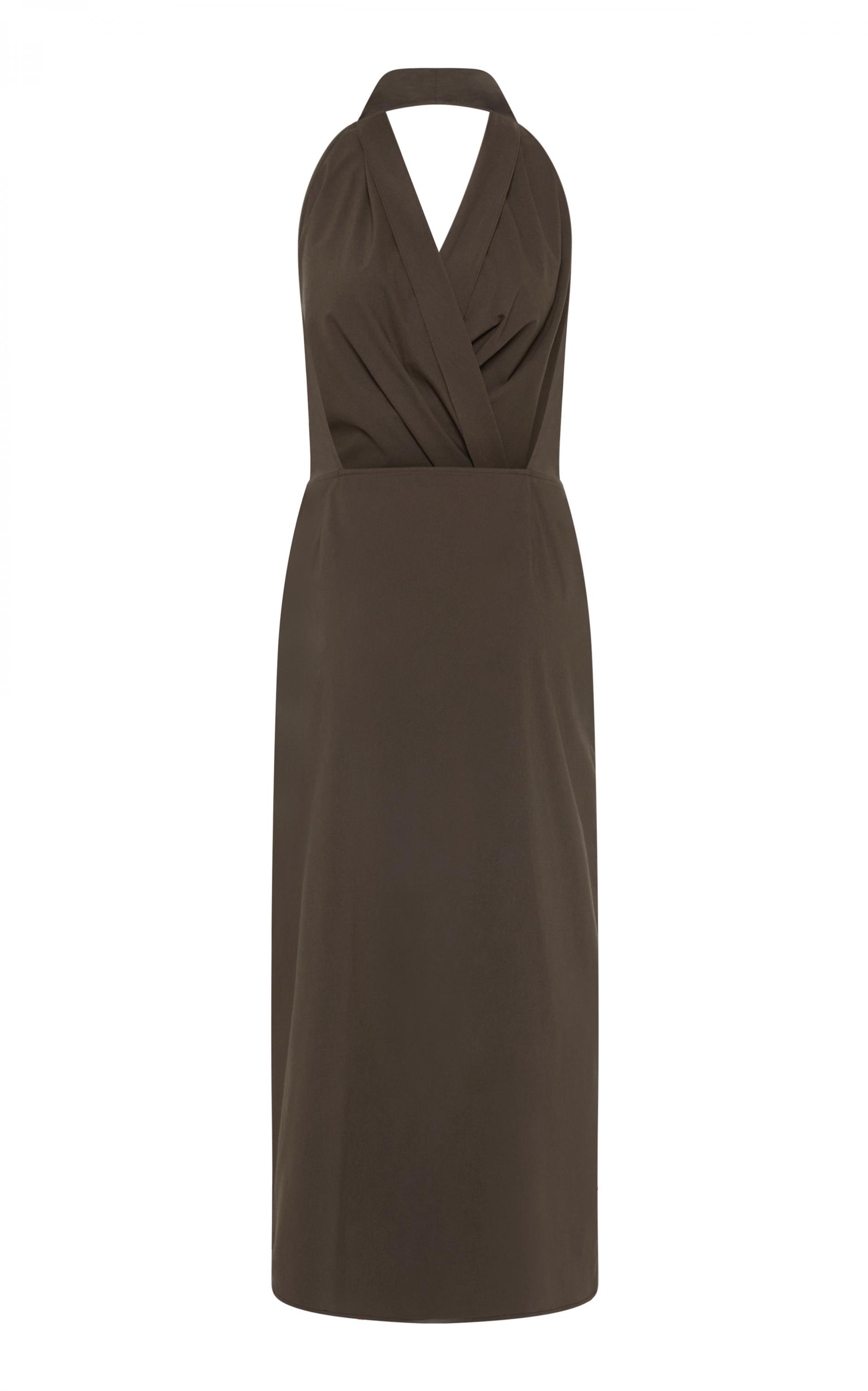 Halter Wrap Backless Dress · Wood