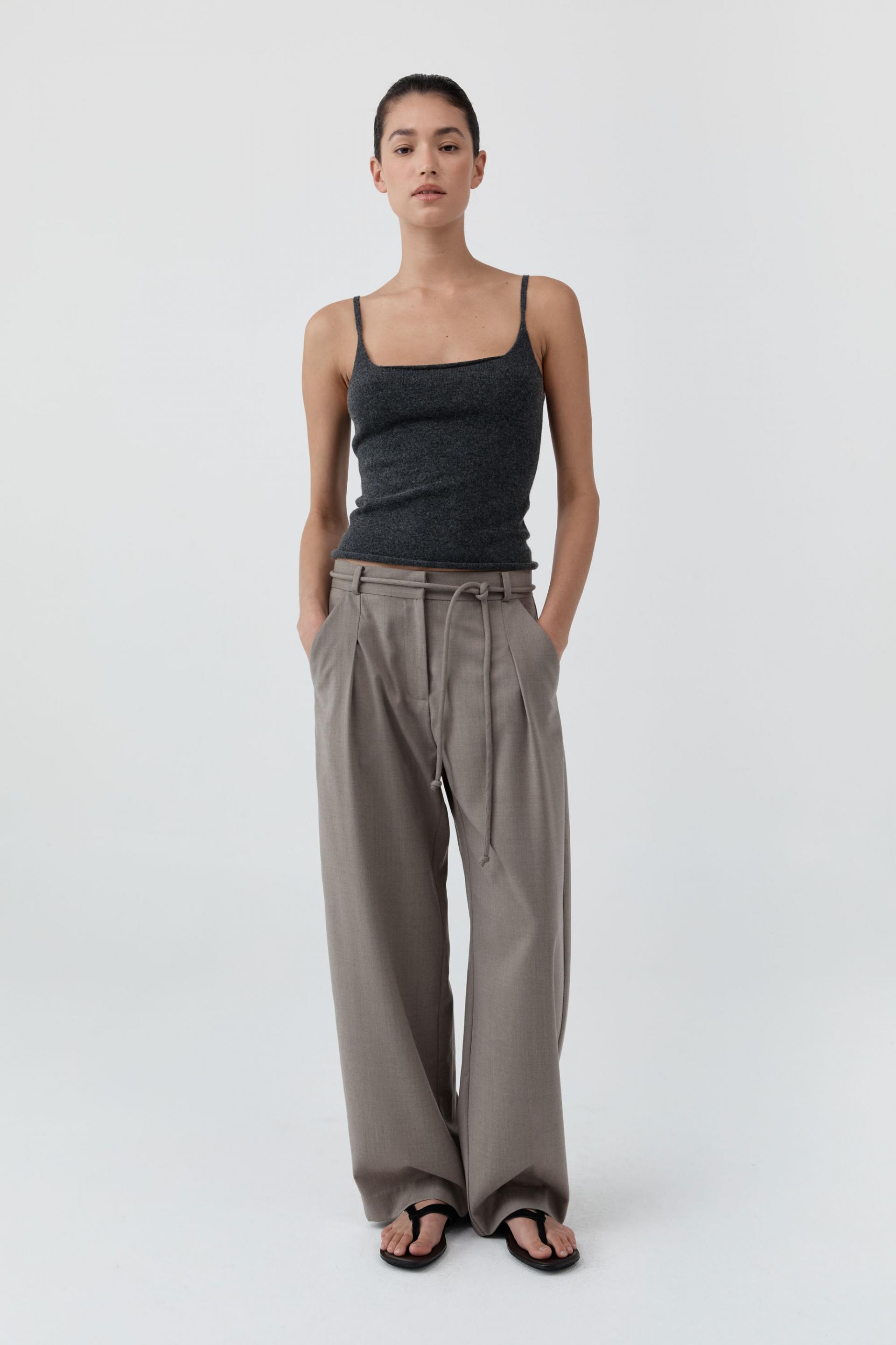 Merino Wool Slim Tank · Charcoal Melange
