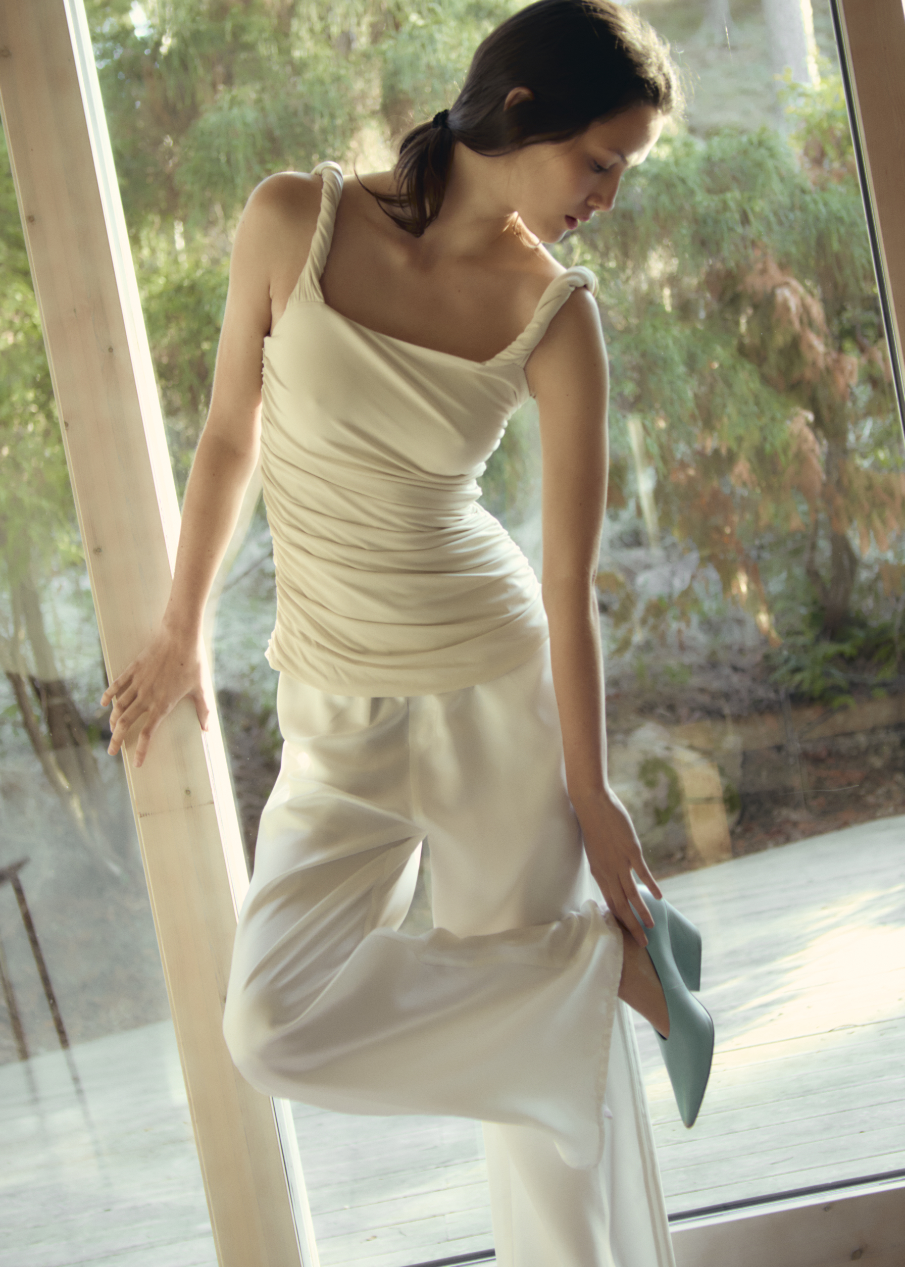 Siena Draped Jersey Top · Cream