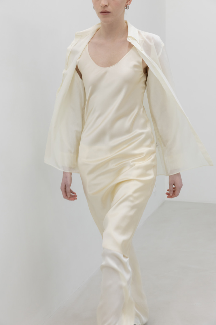 Carrie Silk Dress · Cream