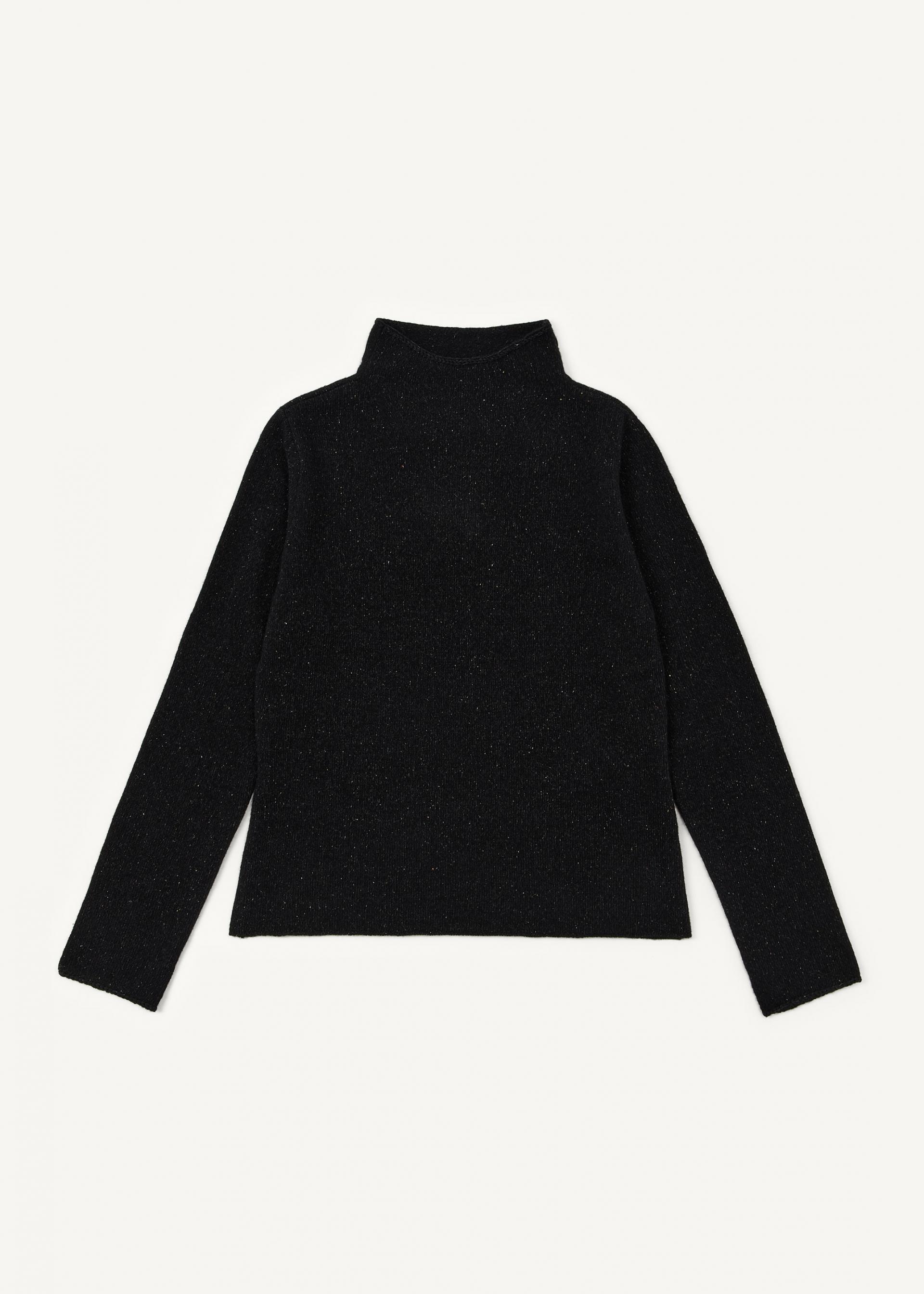 Wool Silk Mock-neck Sweater · Black