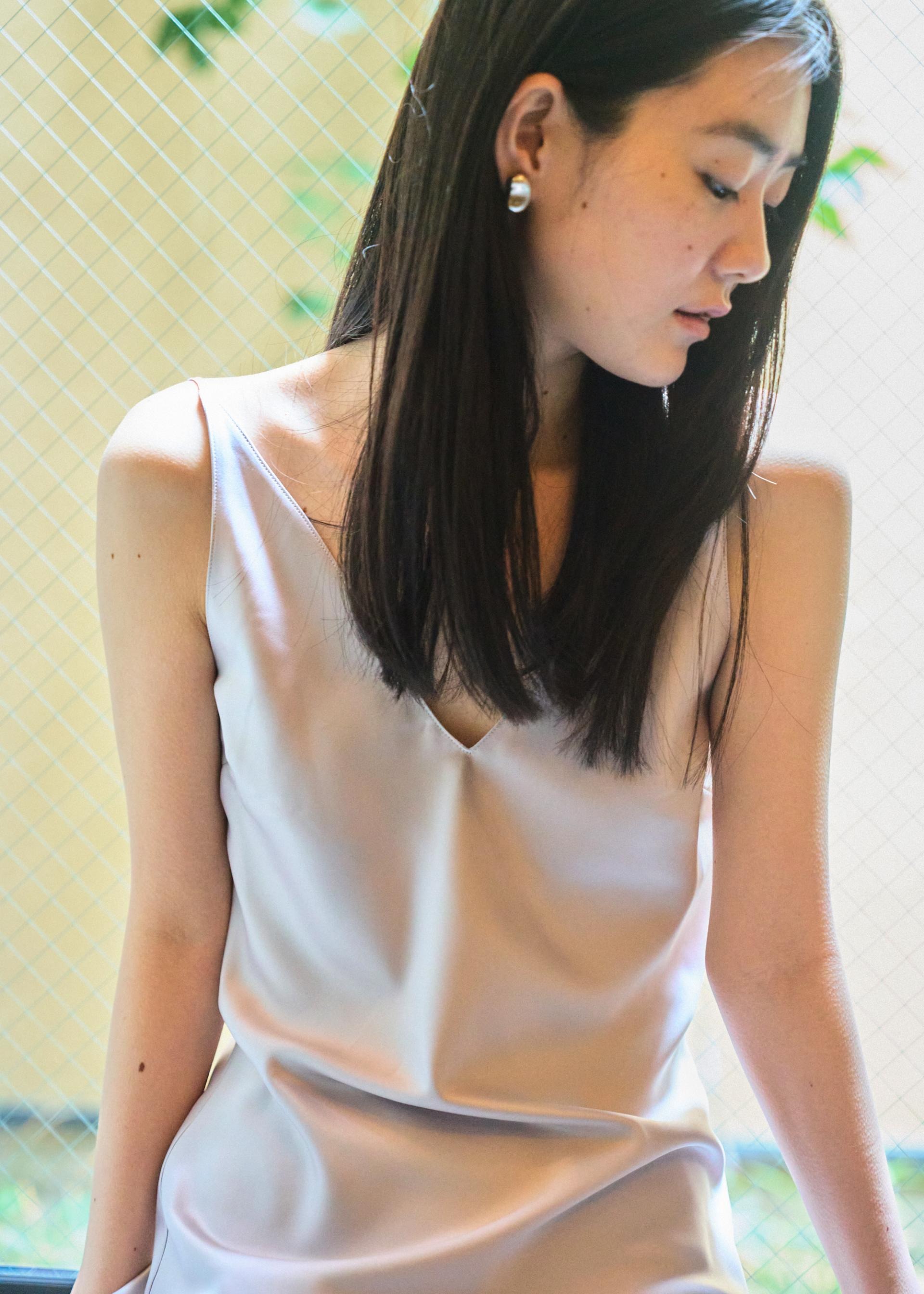Deep V Dress · Silver