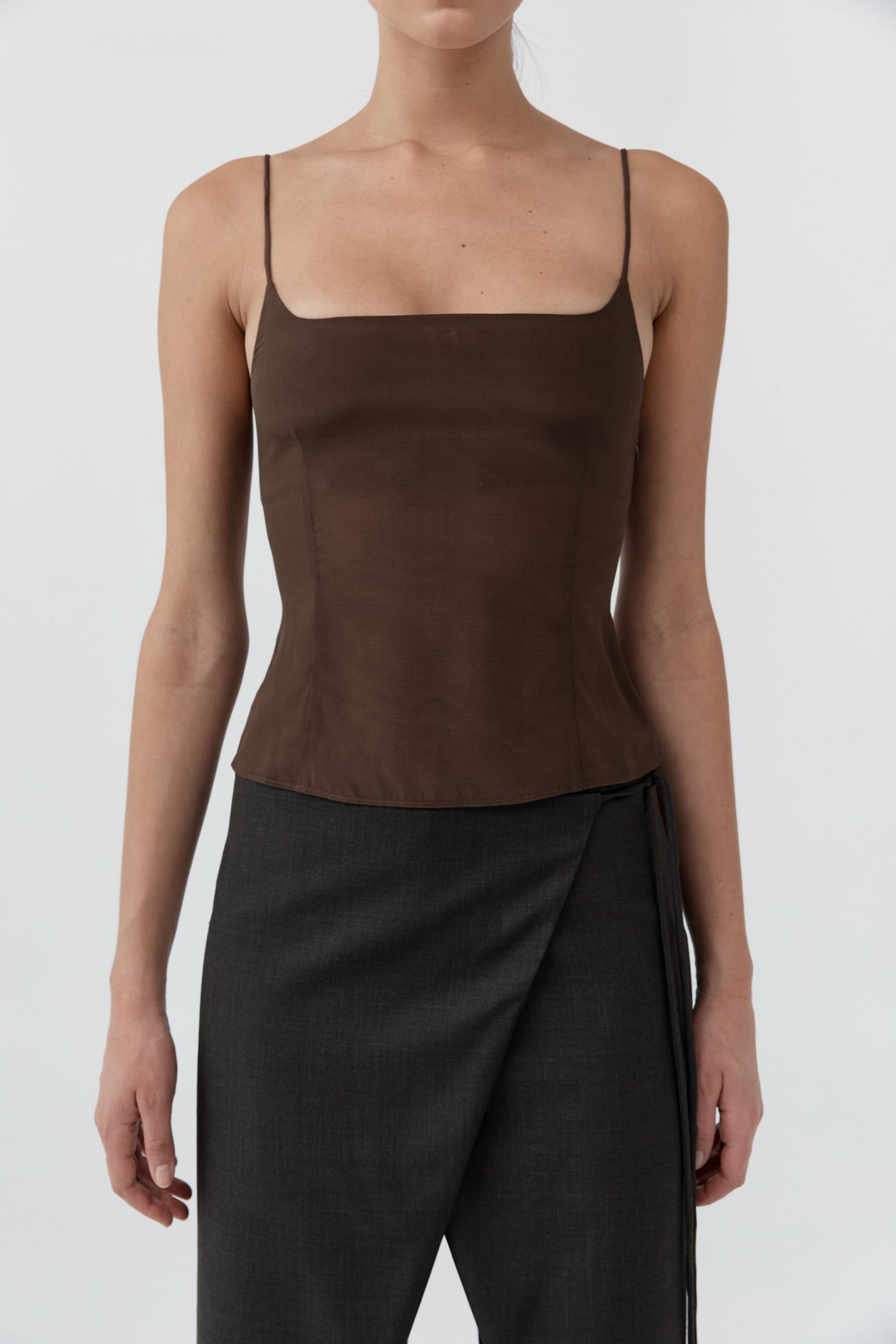 Stretch Silk Cami · Cedar