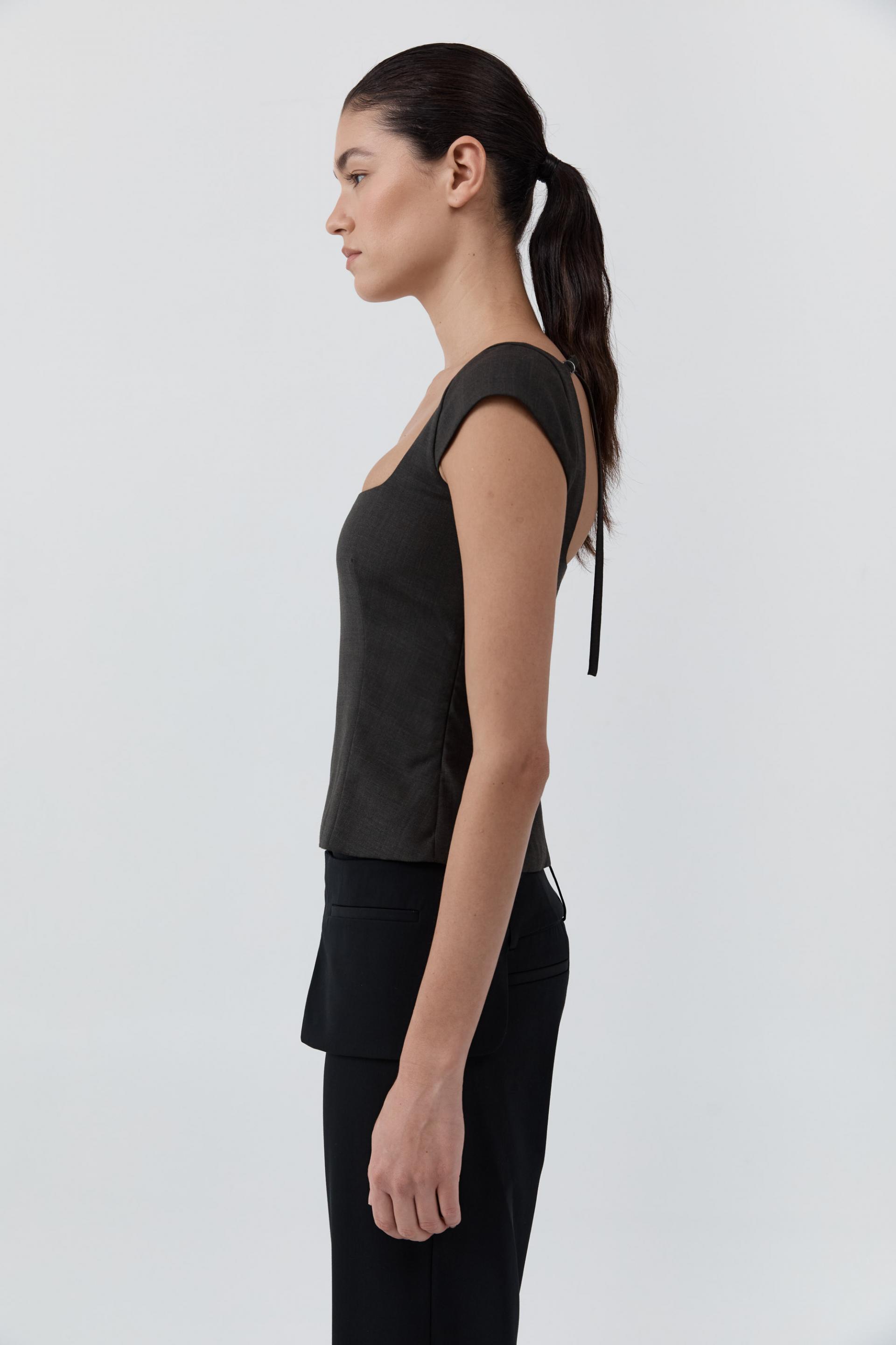 Wool Cap Sleeve Top · Umber