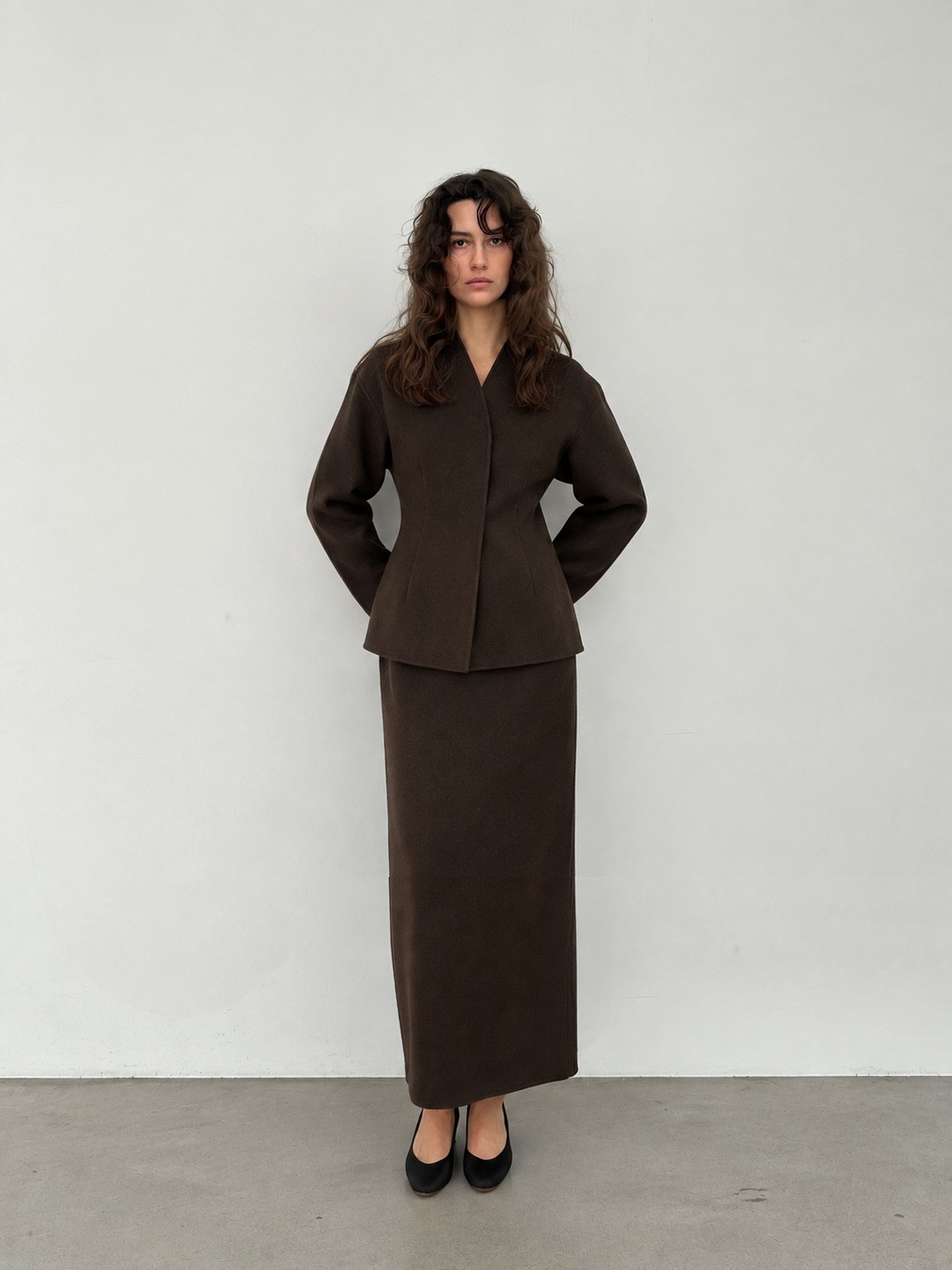 Cashmere maxi skirt ·Chocolate