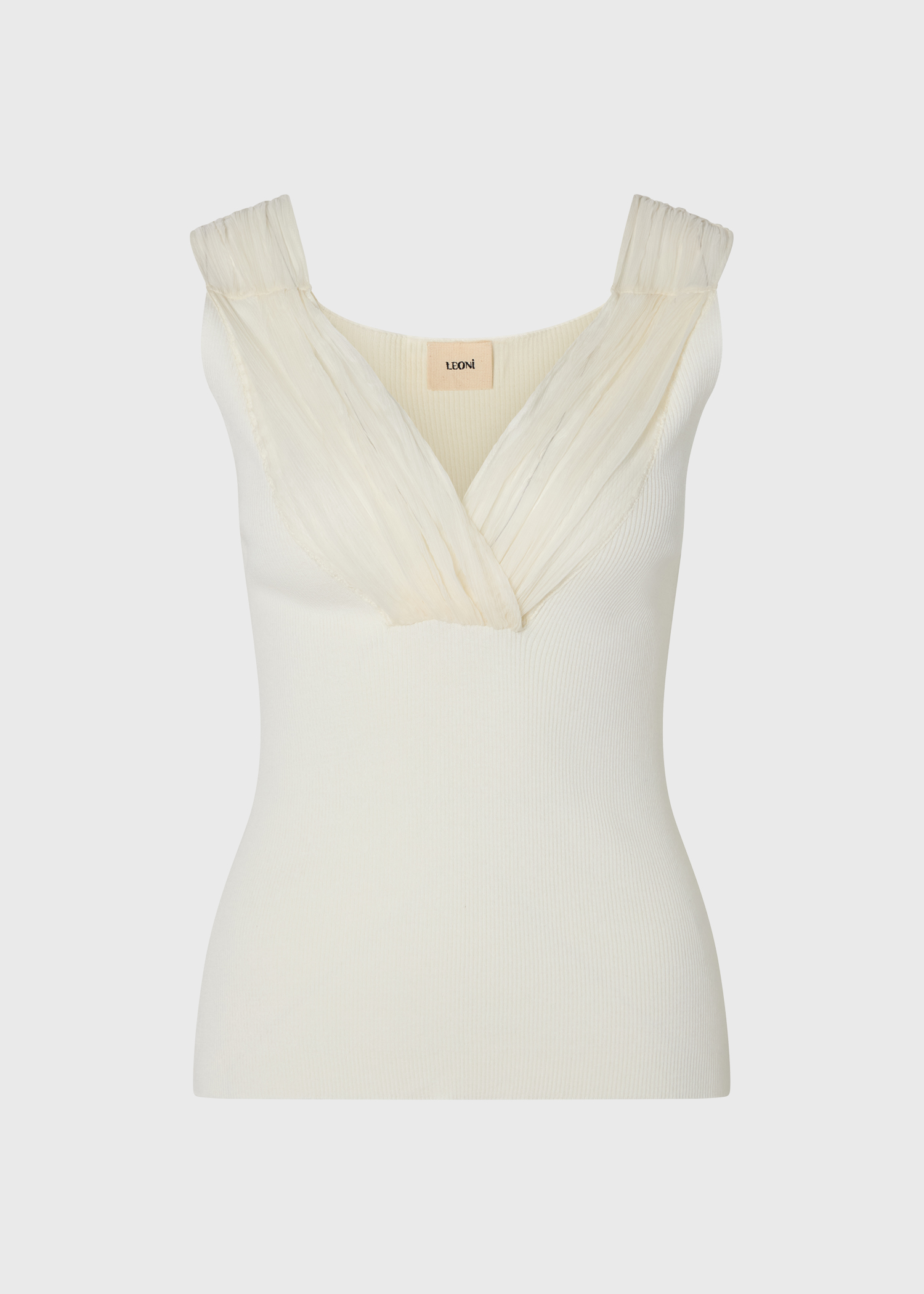 Nour Ribbed Silk Georgette Top · Eggshell