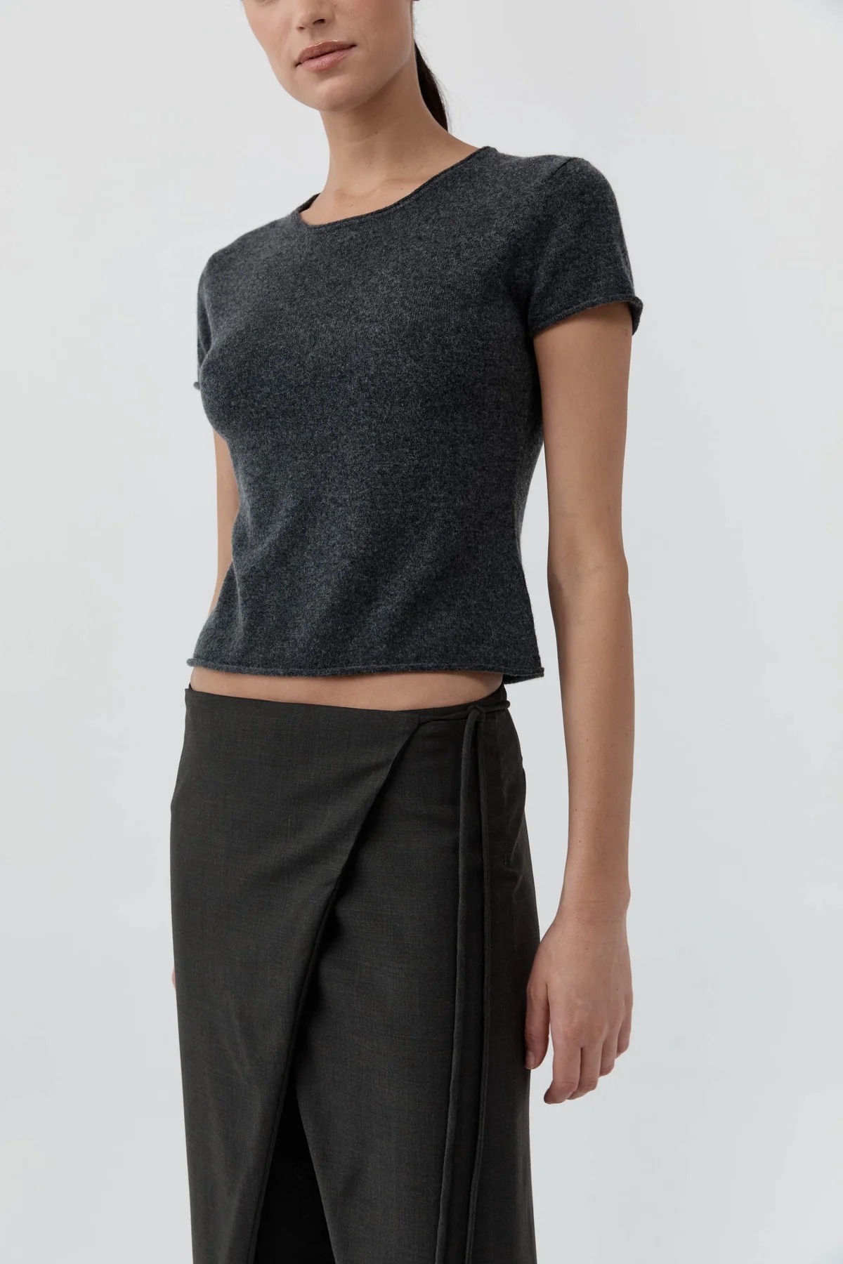 Fine Merino Wool Baby Tee · Charcoal Melange