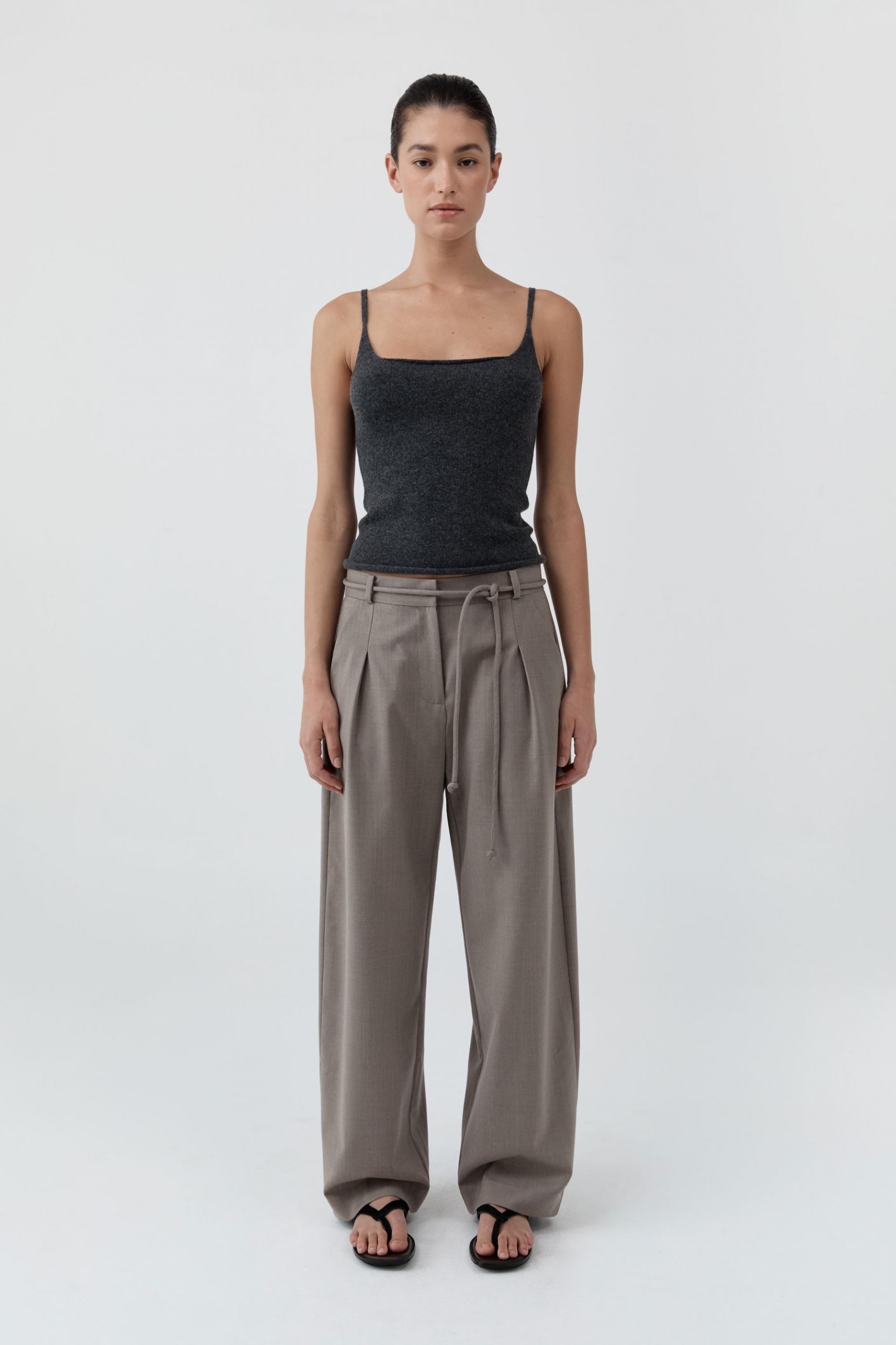 Merino Wool Slim Tank · Charcoal Melange