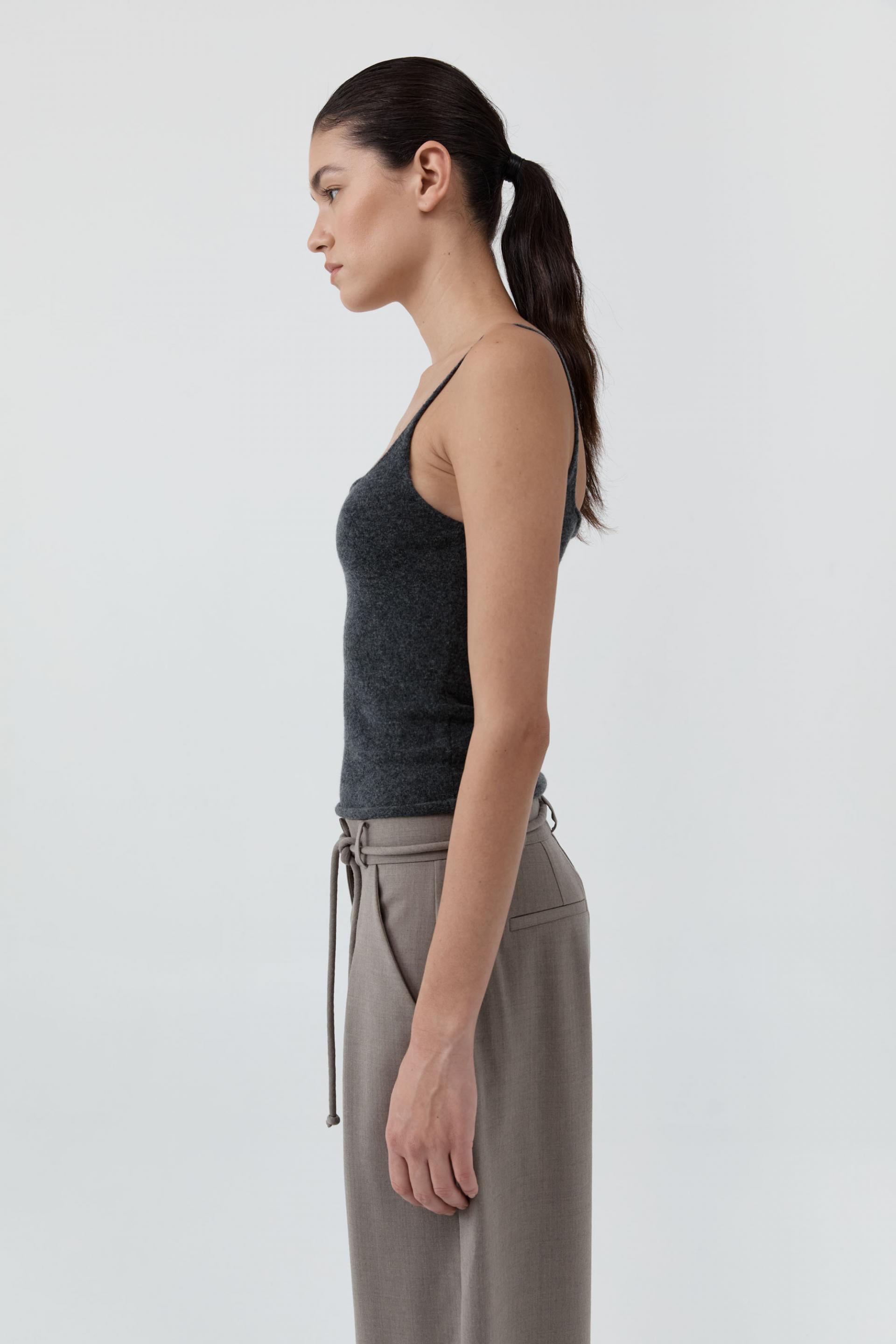 Merino Wool Slim Tank · Charcoal Melange