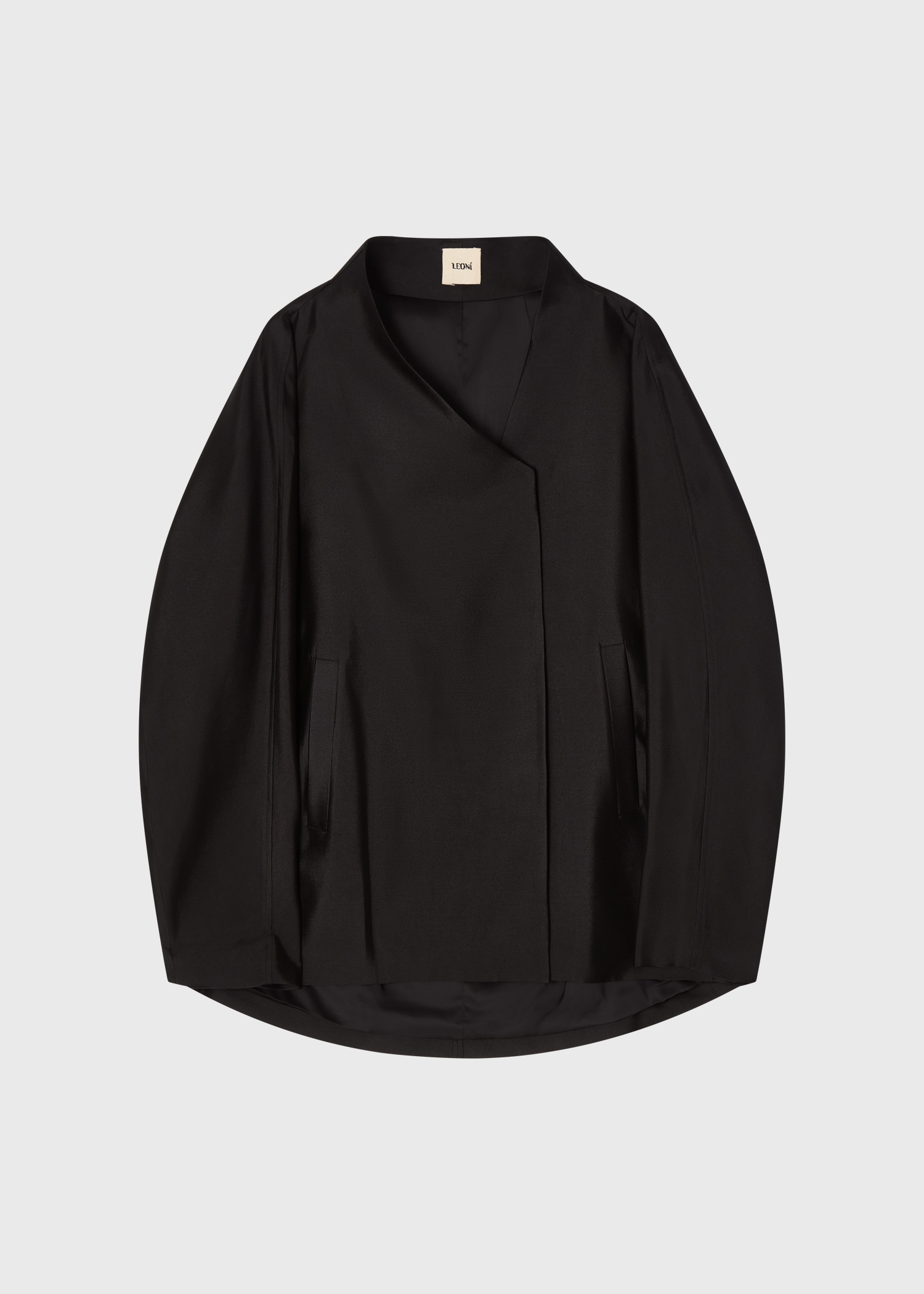 Lore Wool Silk Sculptural Jacket · Noir