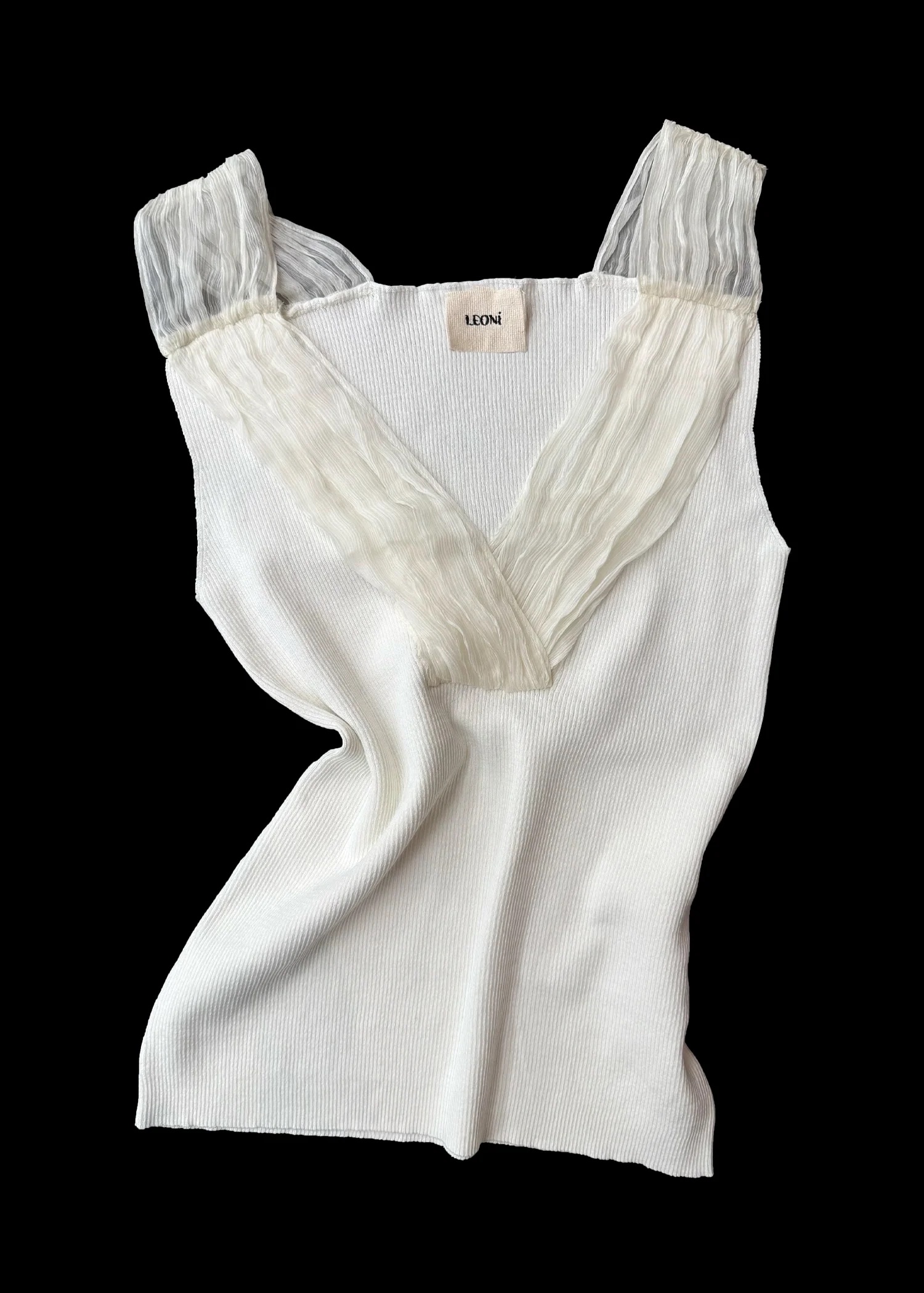 Nour Ribbed Silk-georgette Top · Eggshell