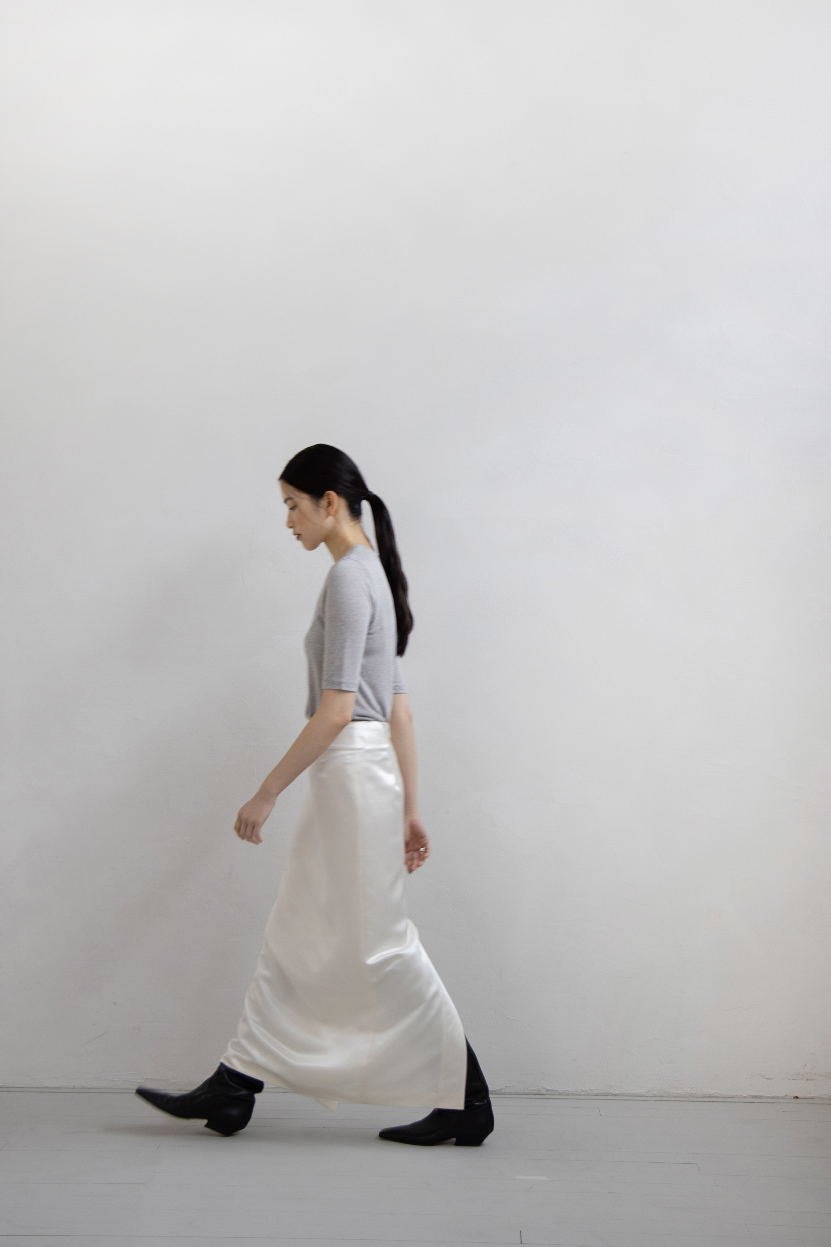 Wool Silk Maxi Skirt · Ivory