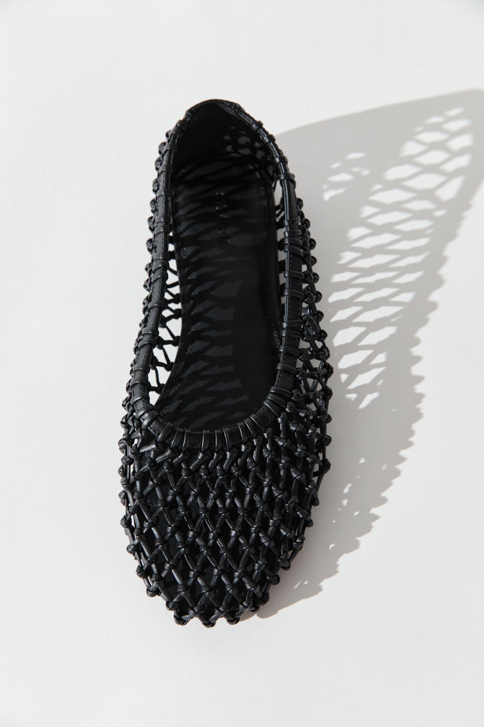 Woven Ballerina Flat · Black