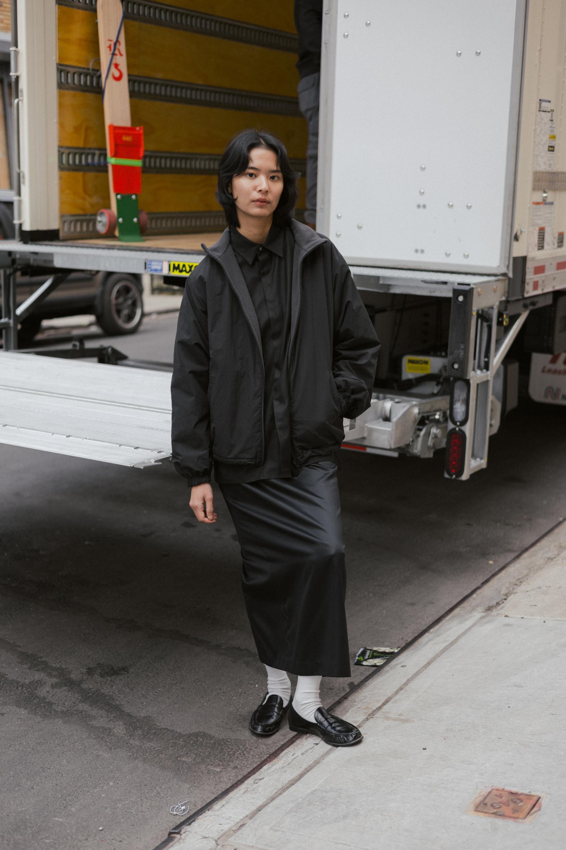 Wool Silk Maxi Skirt · Black