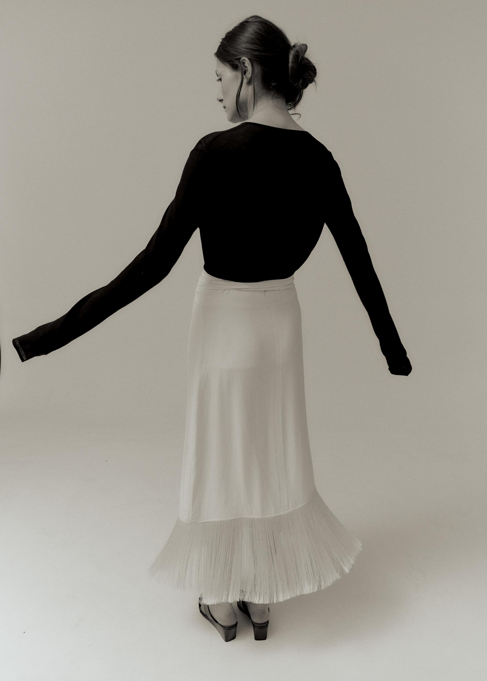 Dean Fringe Wrap Skirt · Sand