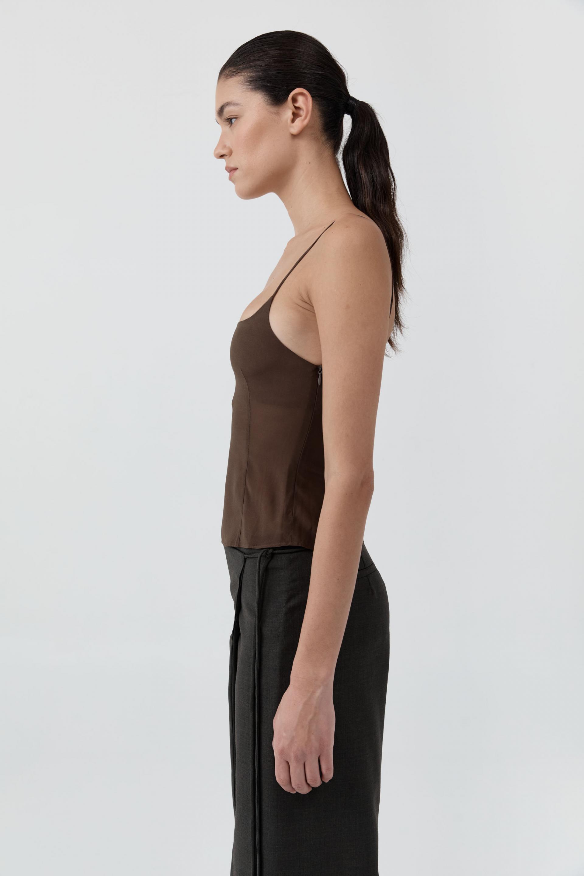 Stretch Silk Cami · Cedar