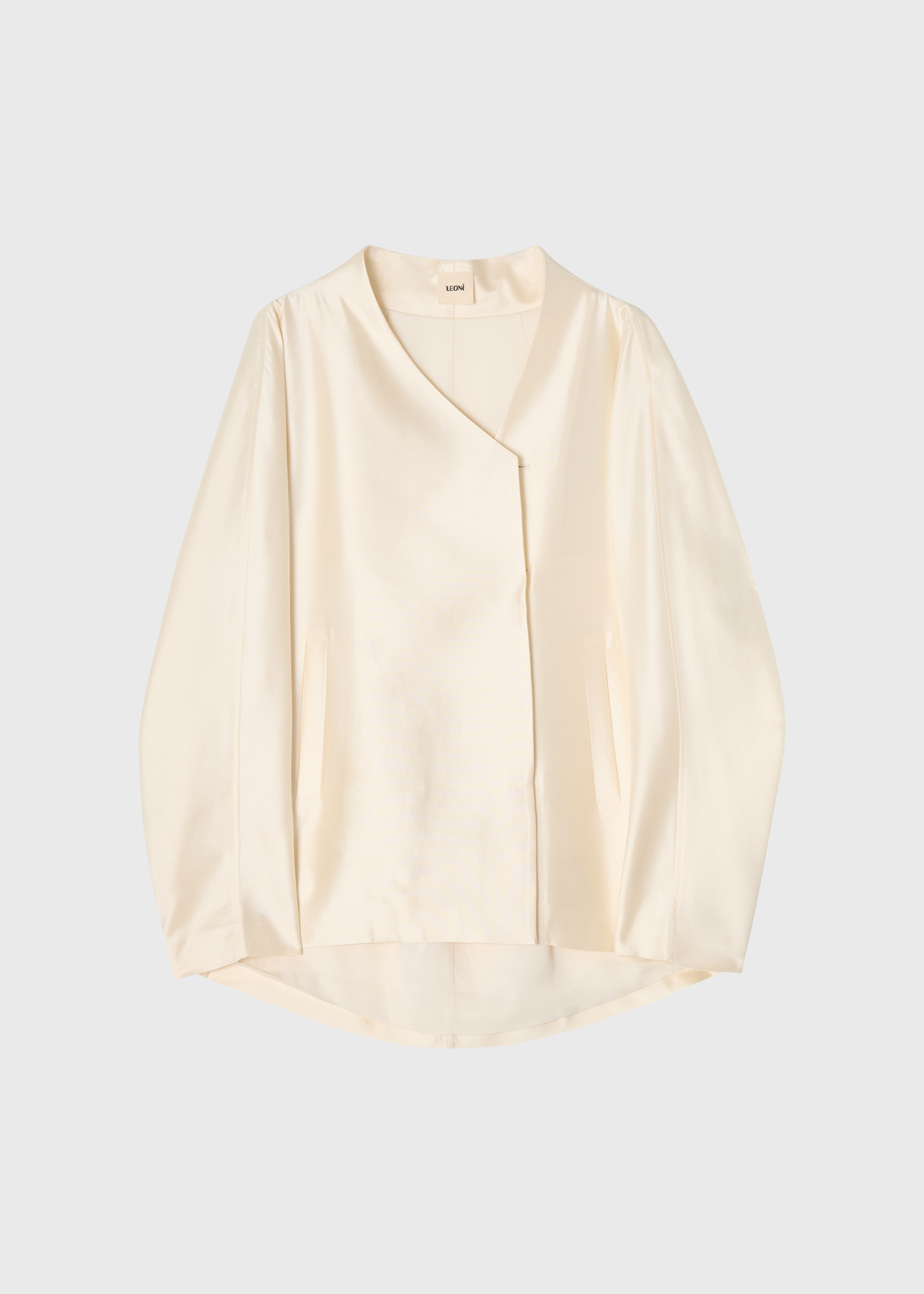 Lore Wool Silk Sculptural Jacket · Ivory