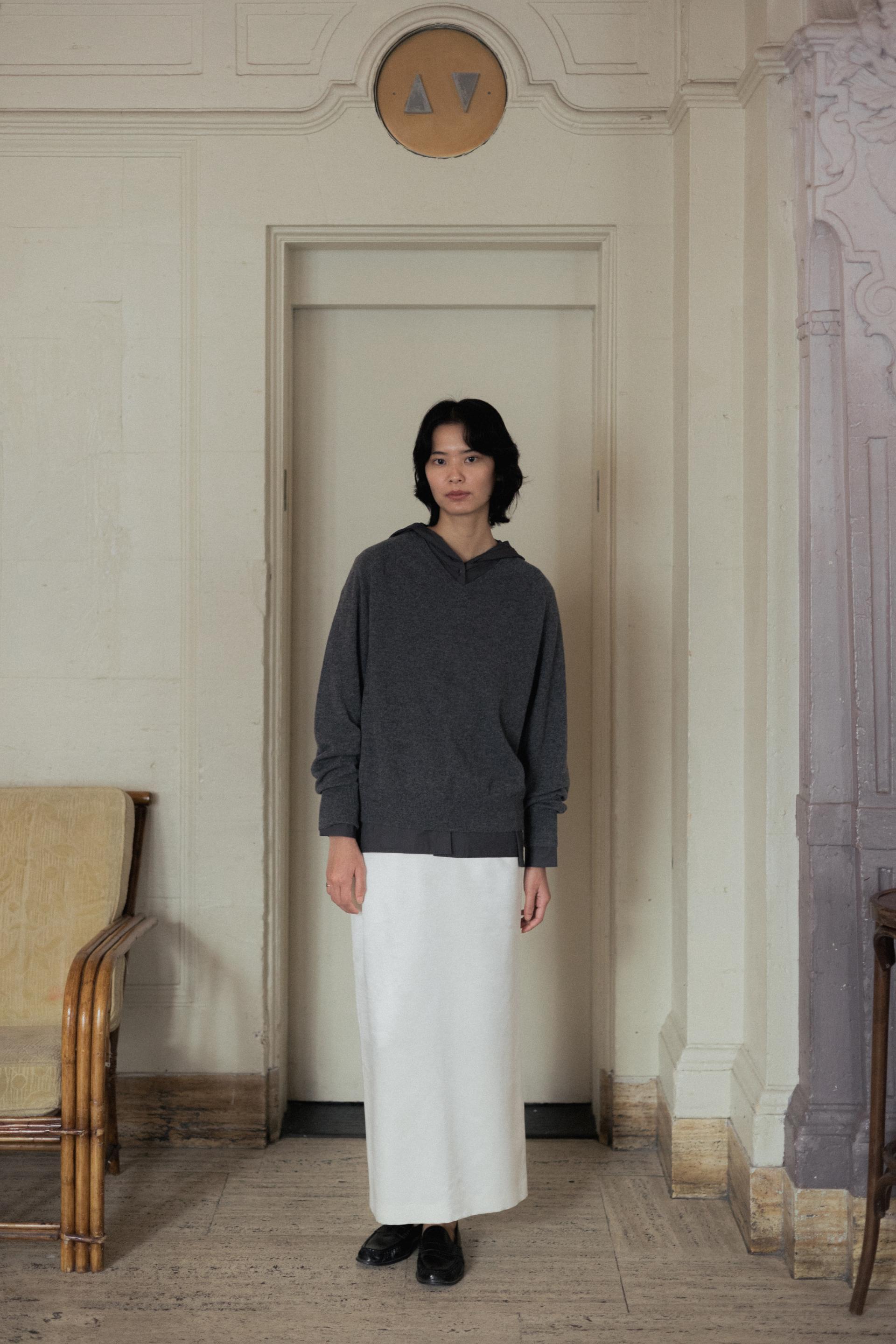 Wool Silk Maxi Skirt · Ivory