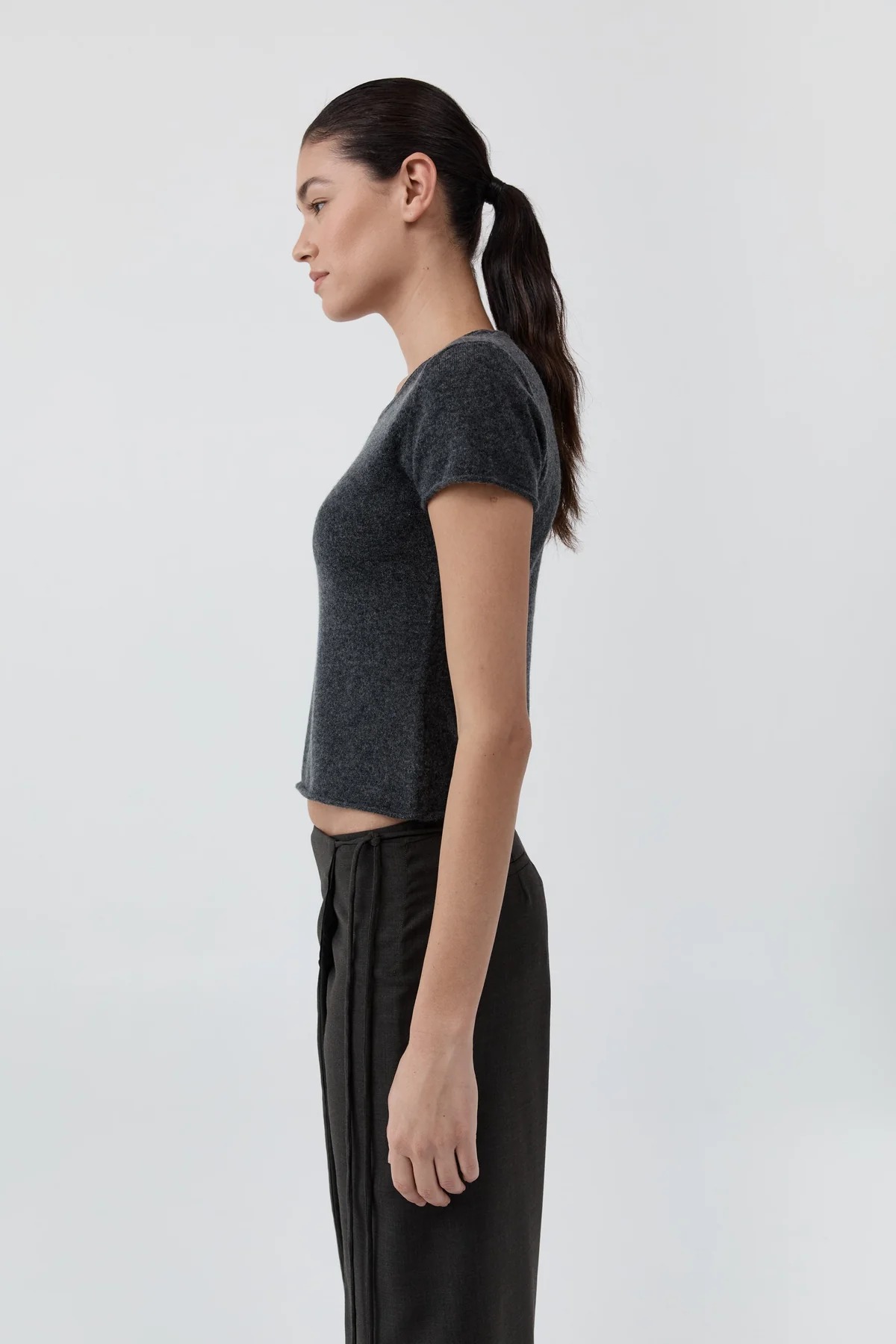 Fine Merino Wool Baby Tee · Charcoal Melange