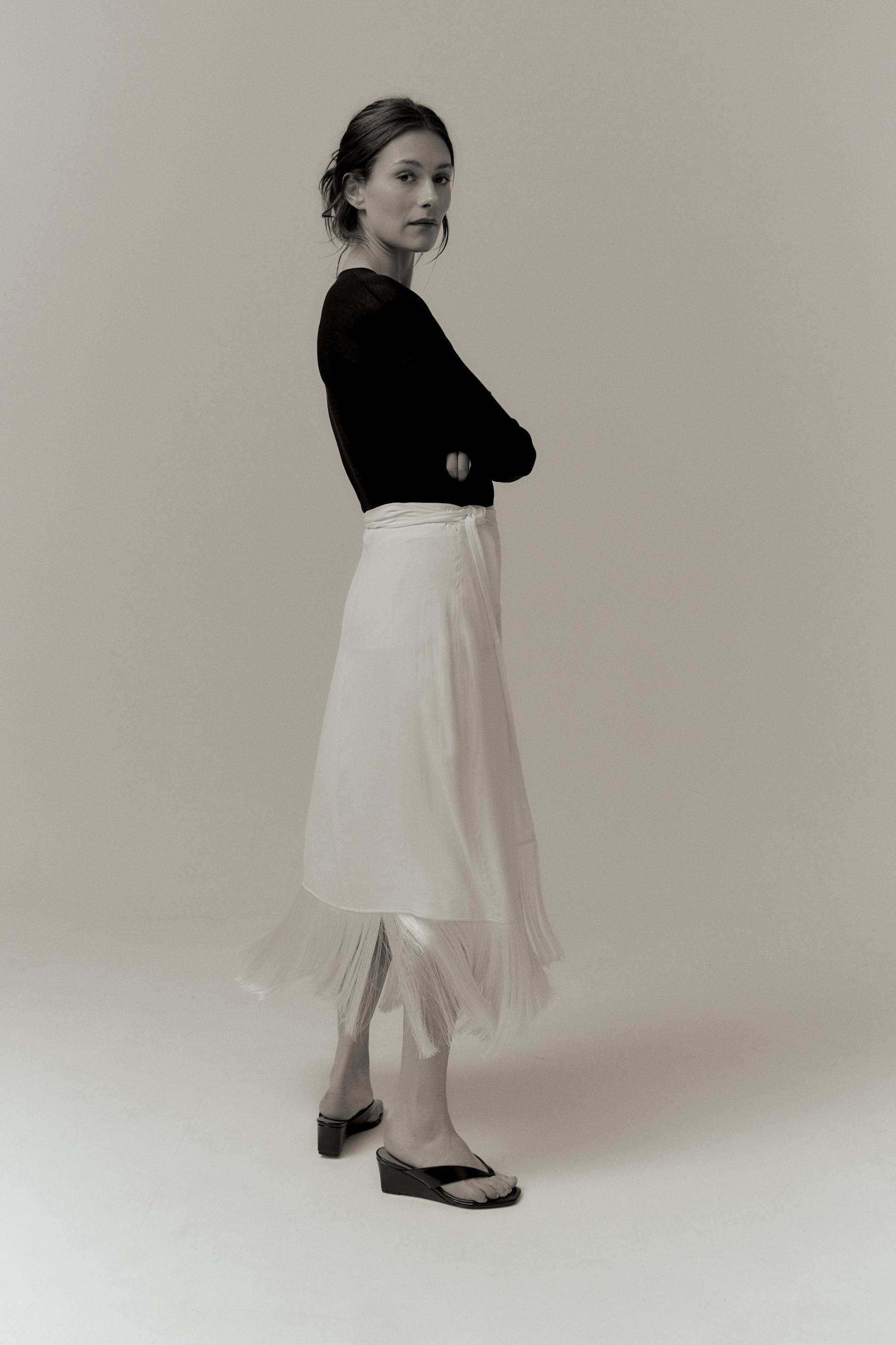 Dean Fringe Wrap Skirt · Sand