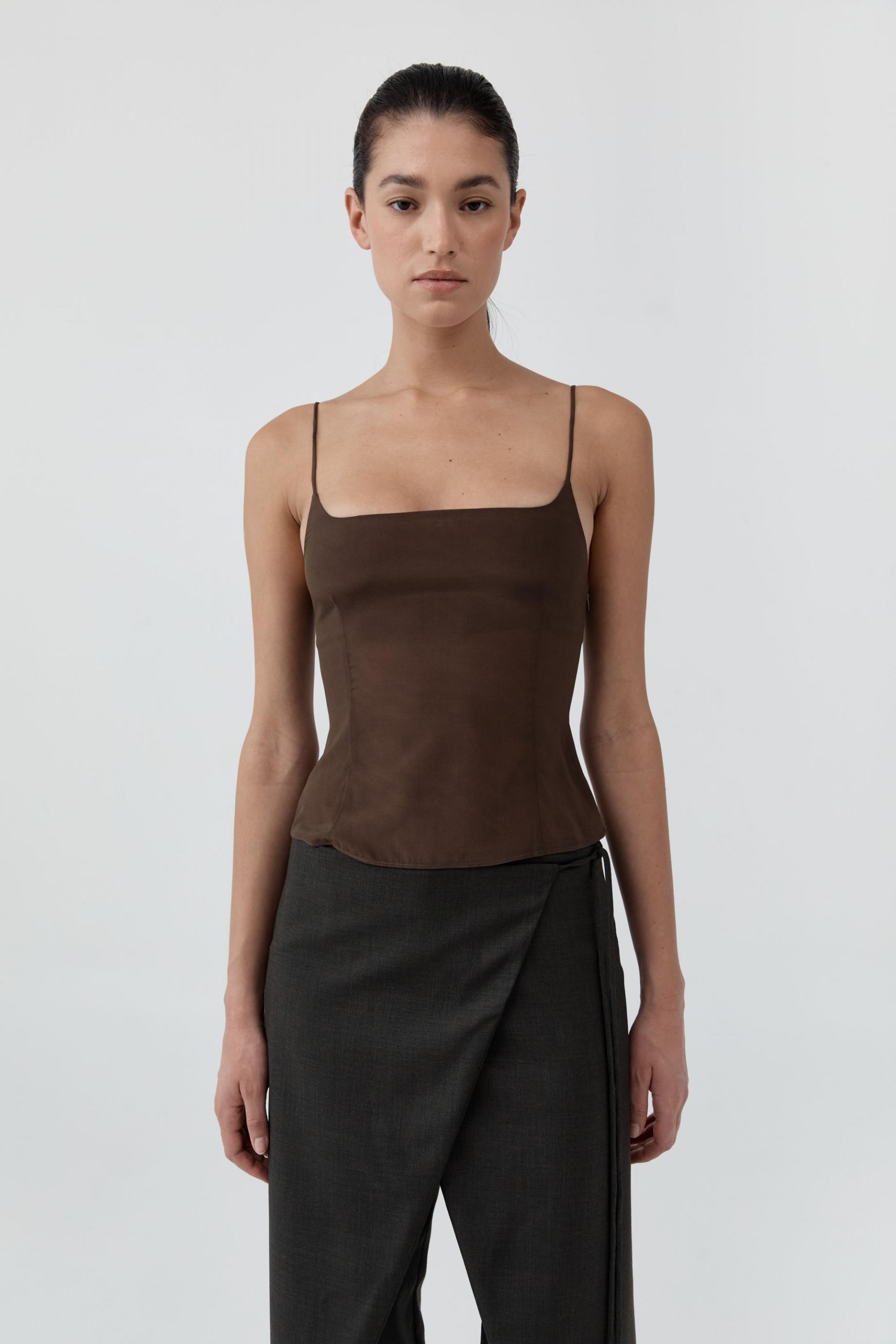 Stretch Silk Cami · Cedar