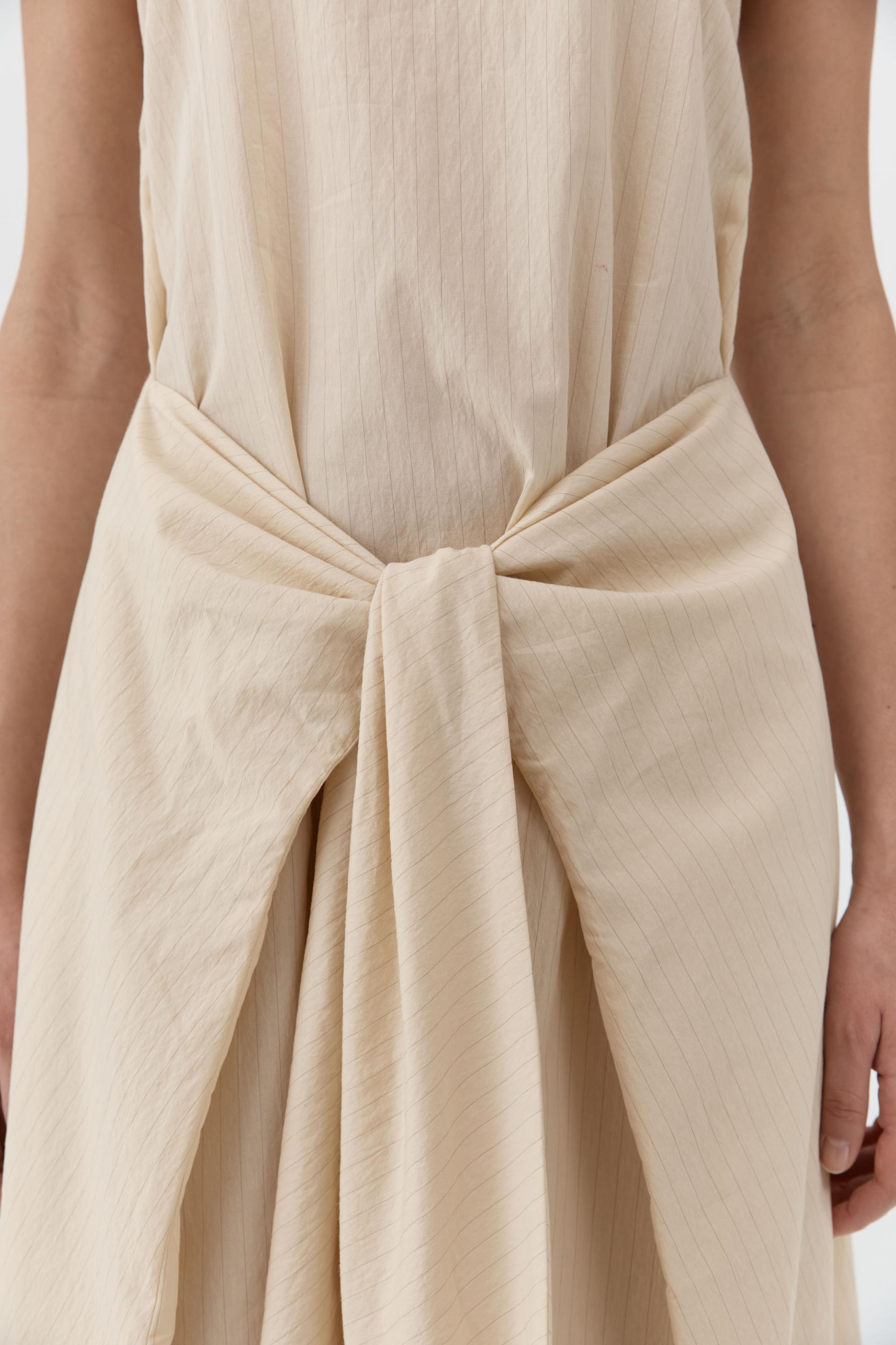 Pinstripe Relaxed Cocoon Dress · Straw