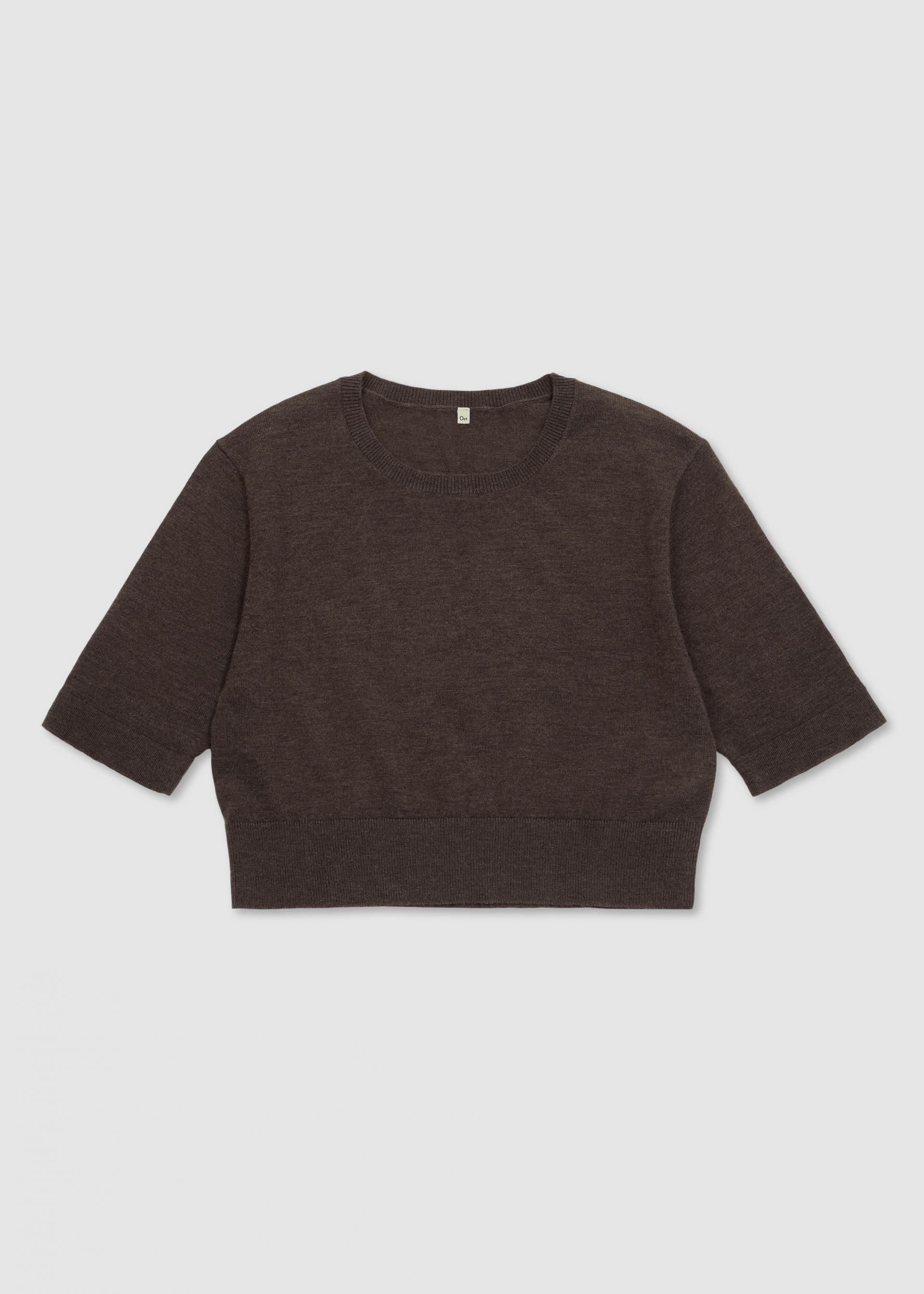 Cropped Knit Top · Brown