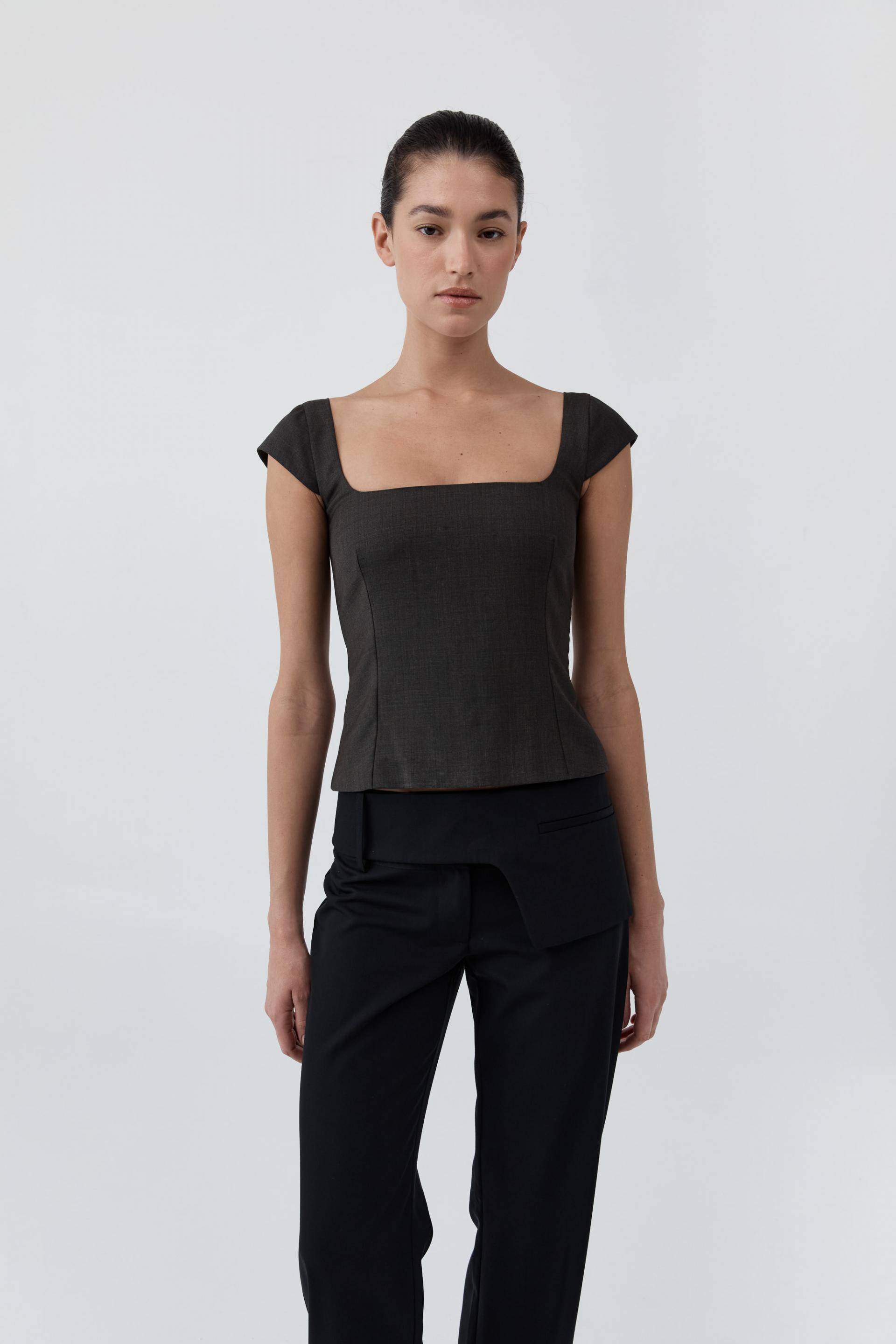 Wool Cap Sleeve Top · Umber