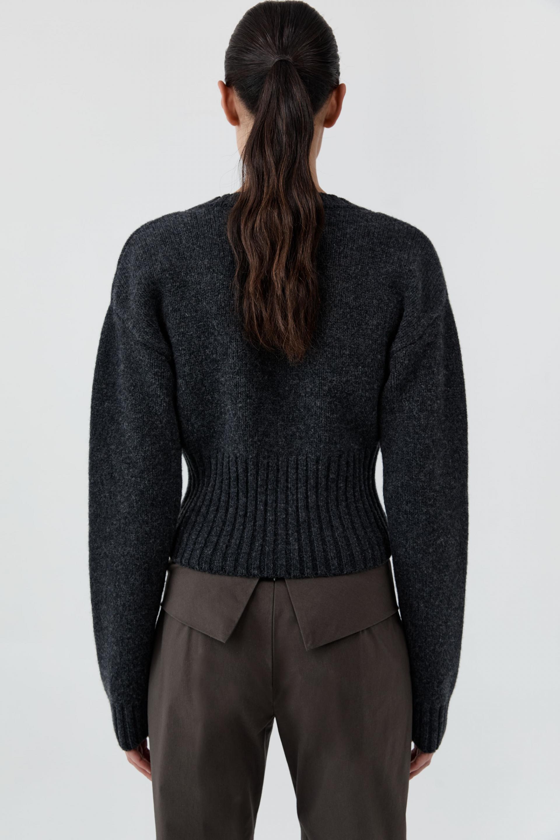 Wool Cardigan · Dark Charcoal Melange