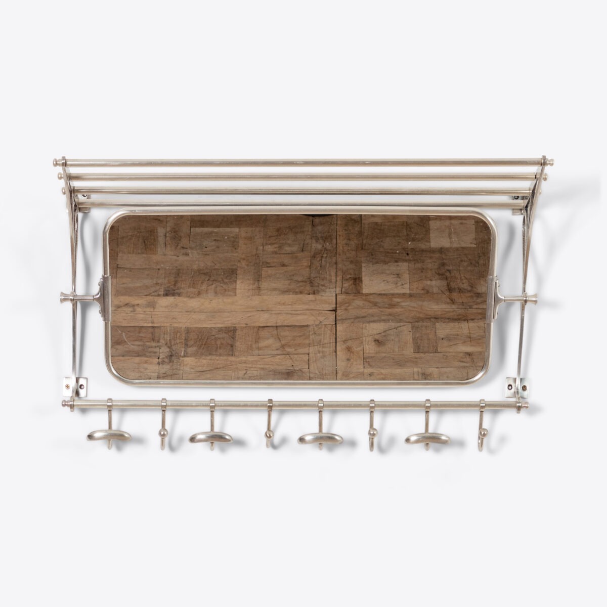 Train wall rack with mirror