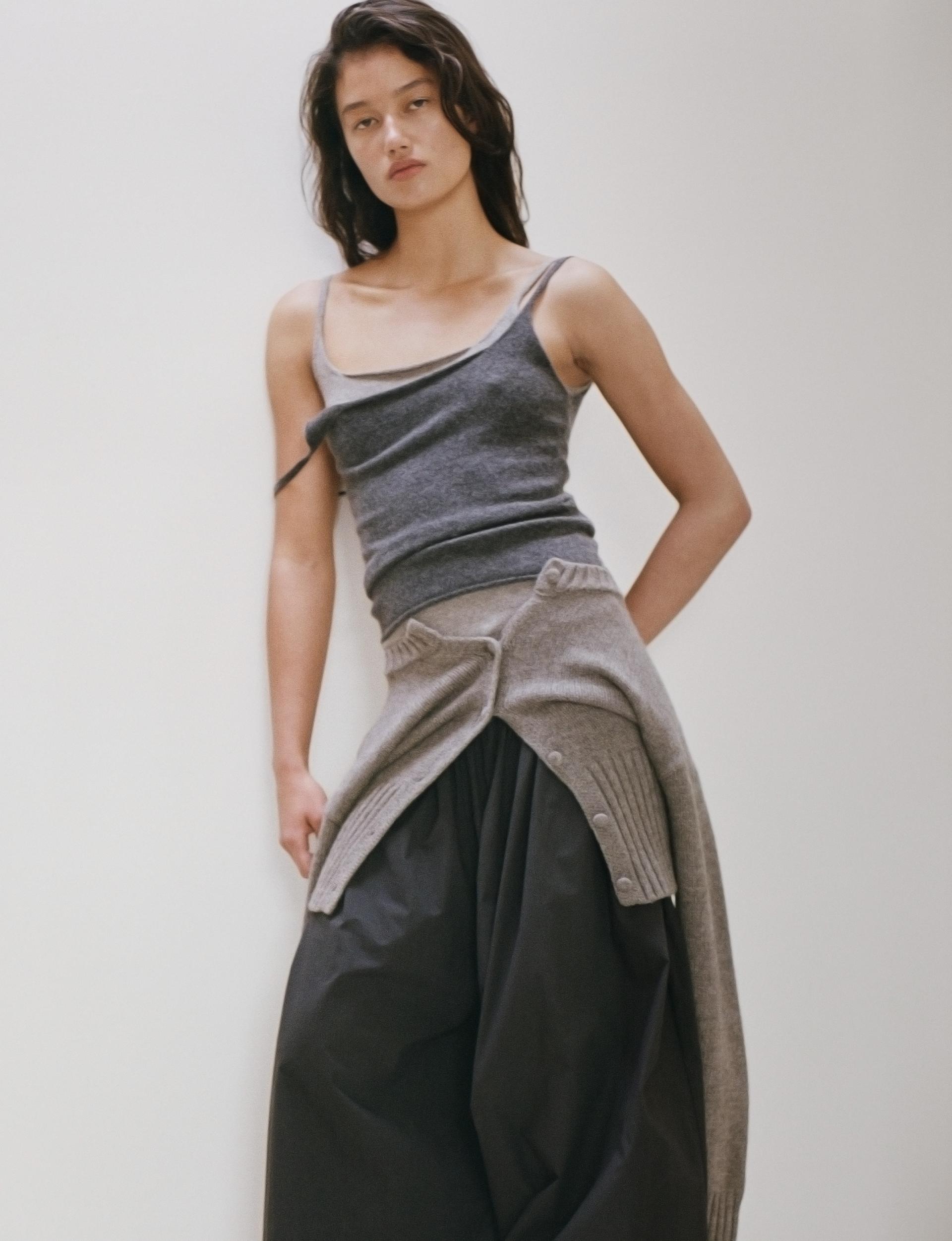 Merino Wool Slim Tank · Charcoal Melange