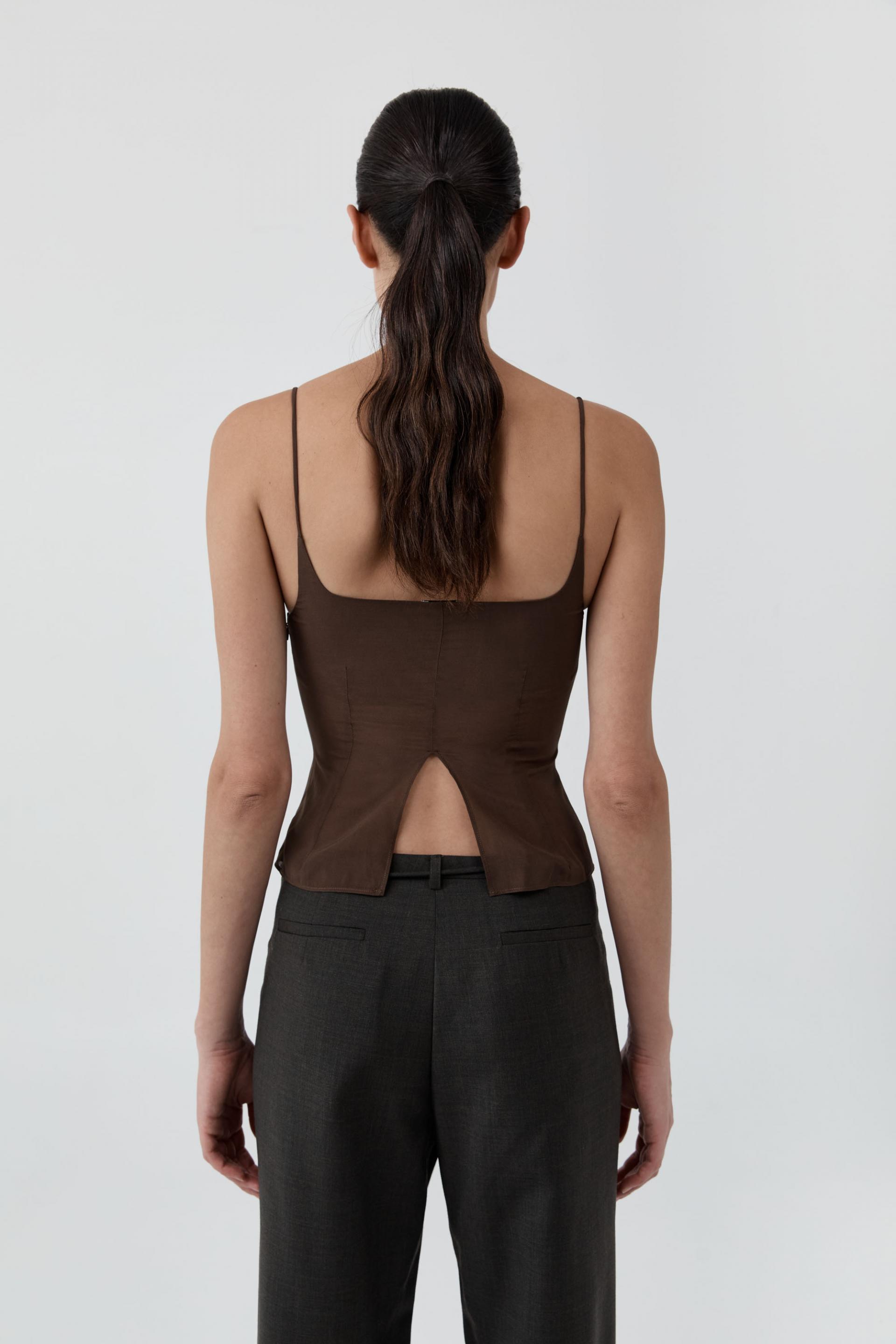 Stretch Silk Cami · Cedar