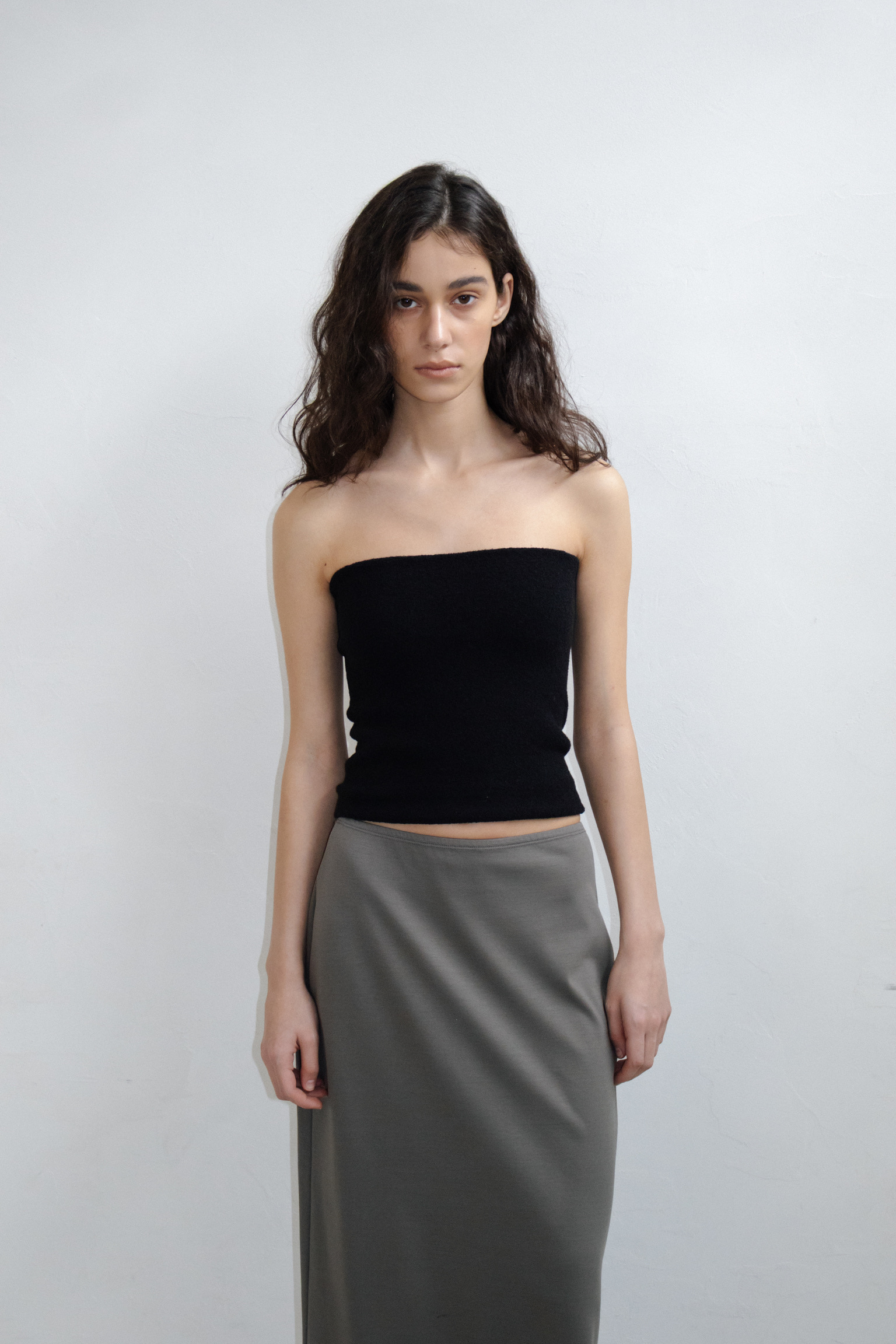 Boucle Knit Bandeau · Black
