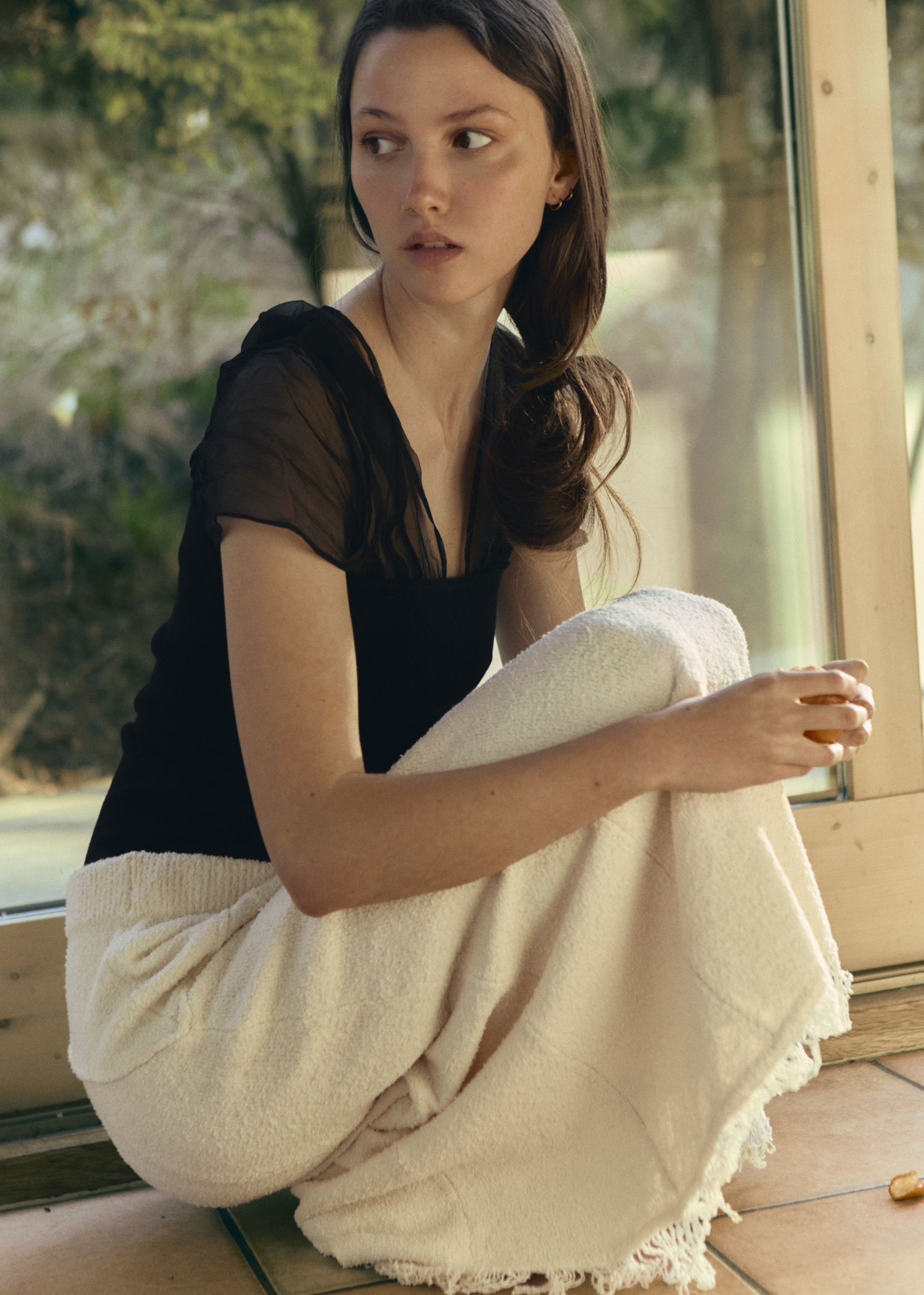 Indira Silk Georgette Top · Noir