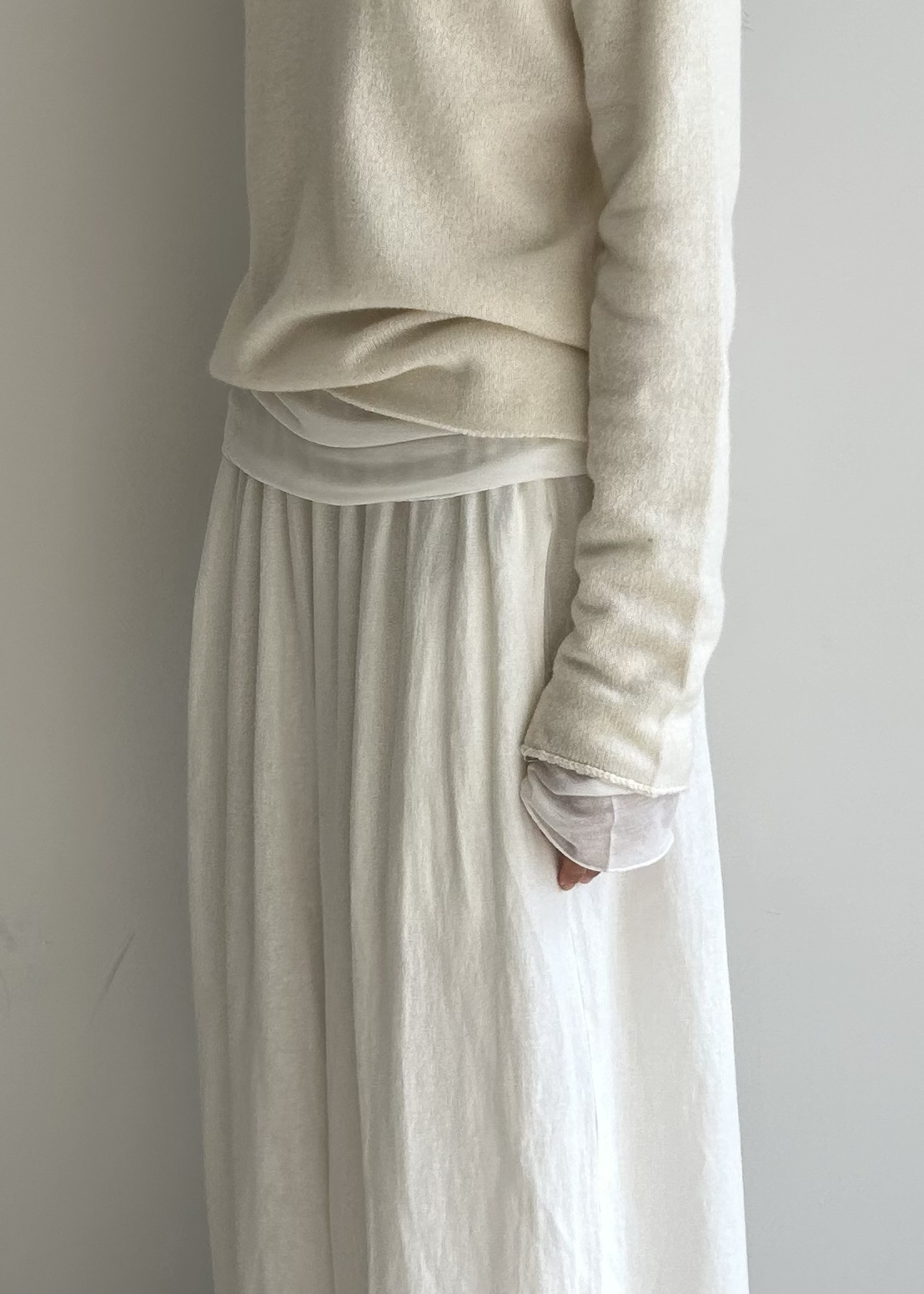 Wool Silk Mock-neck Sweater · Cream