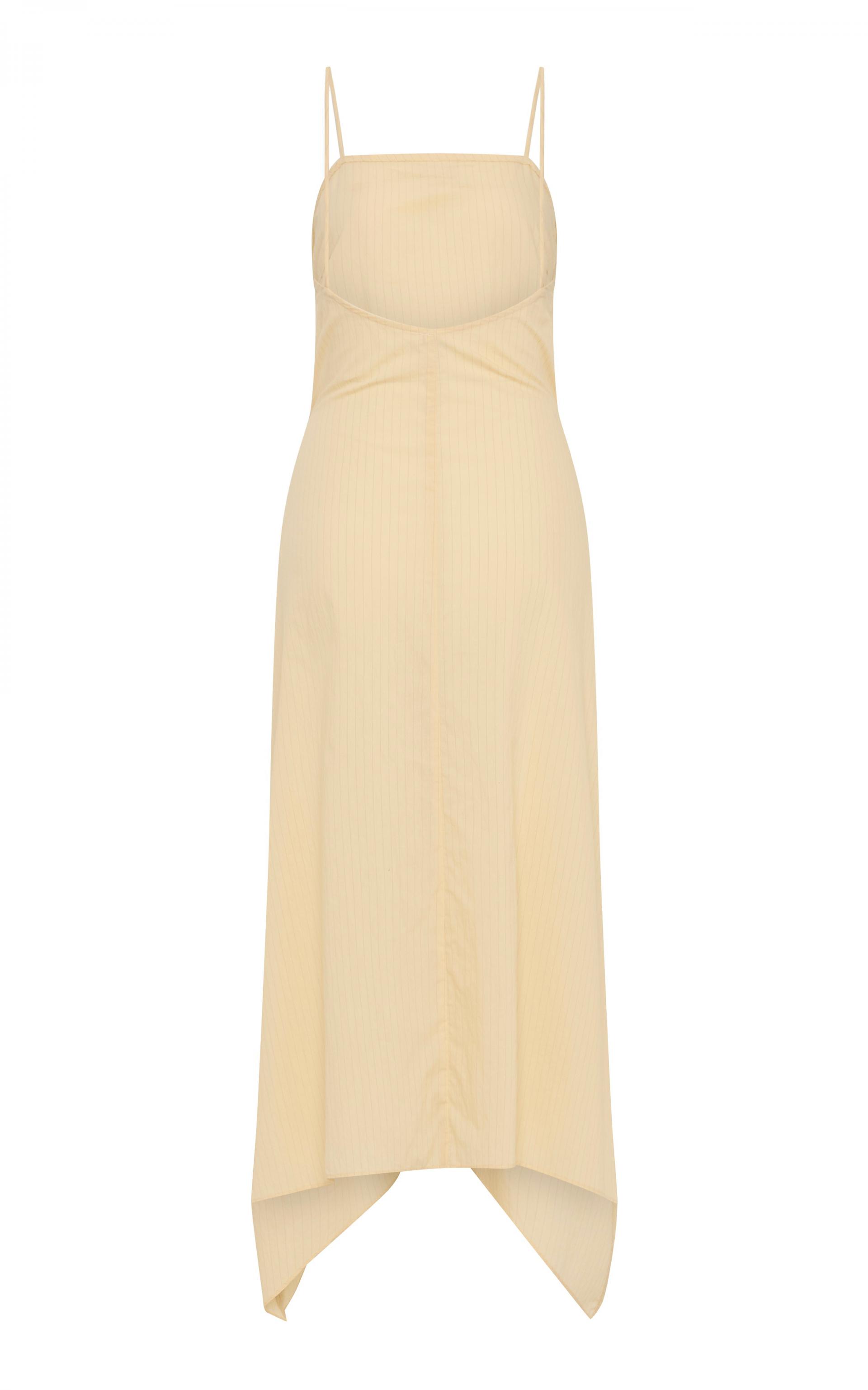 Pinstripe Relaxed Cocoon Dress · Straw
