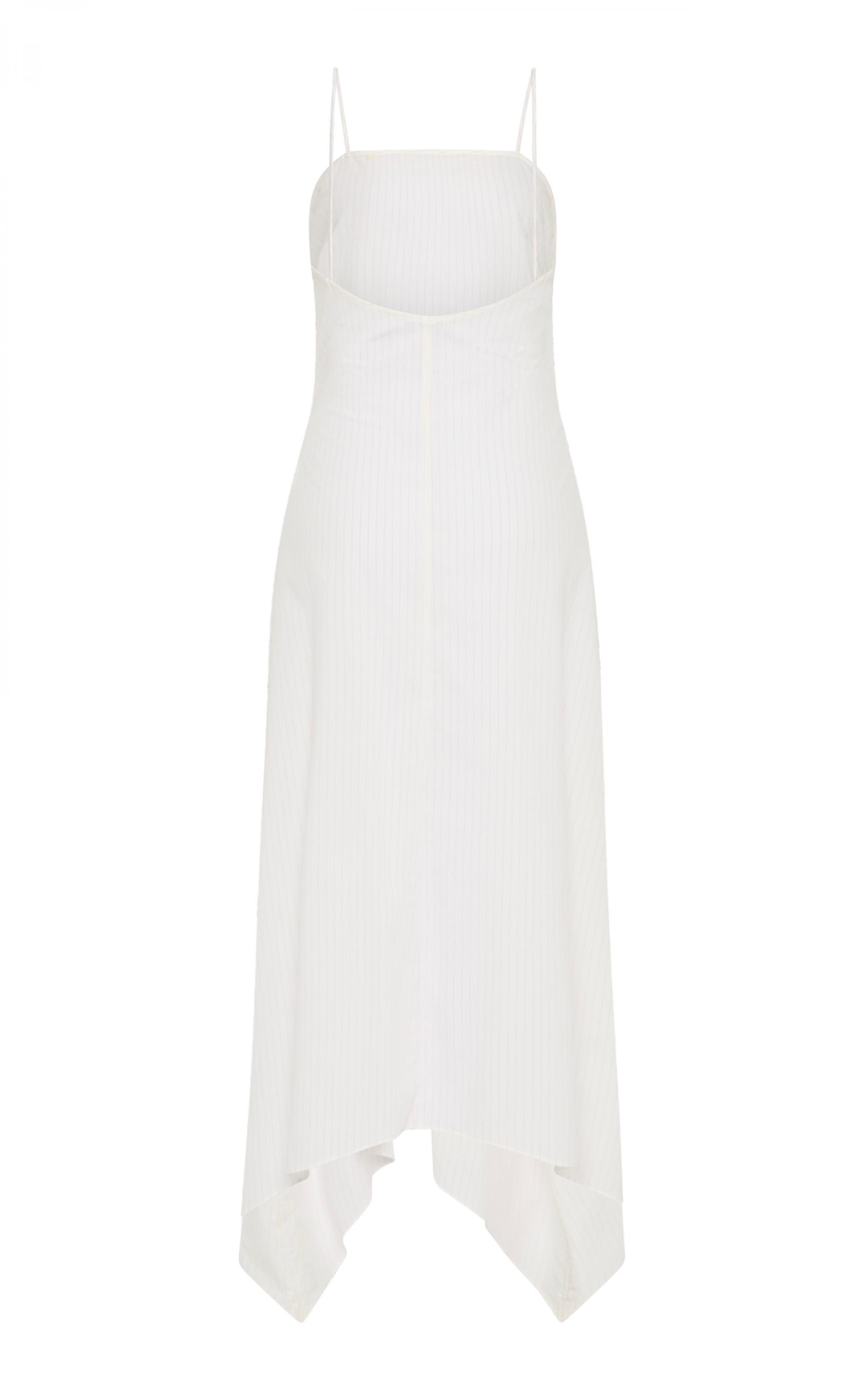 Pinstripe Relaxed Cocoon Dress · White