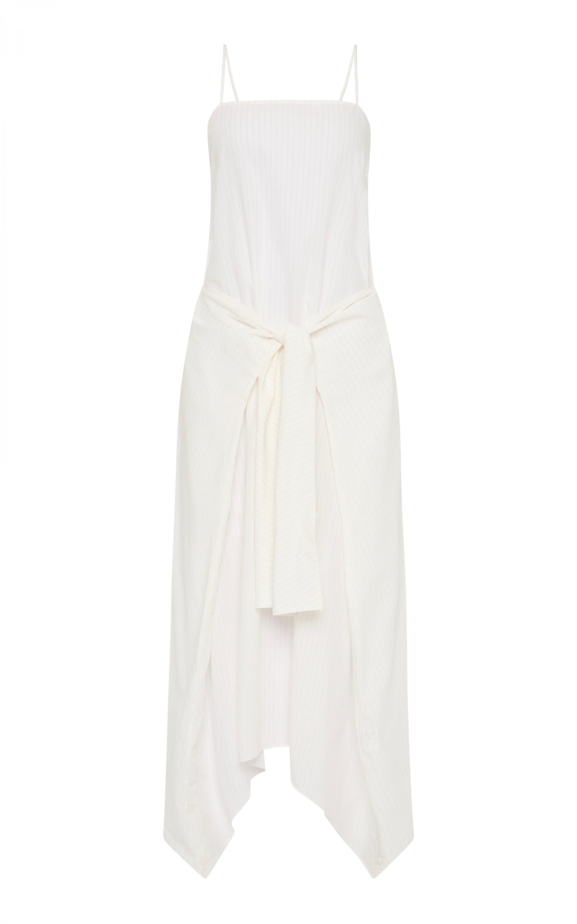 Pinstripe Relaxed Cocoon Dress · White