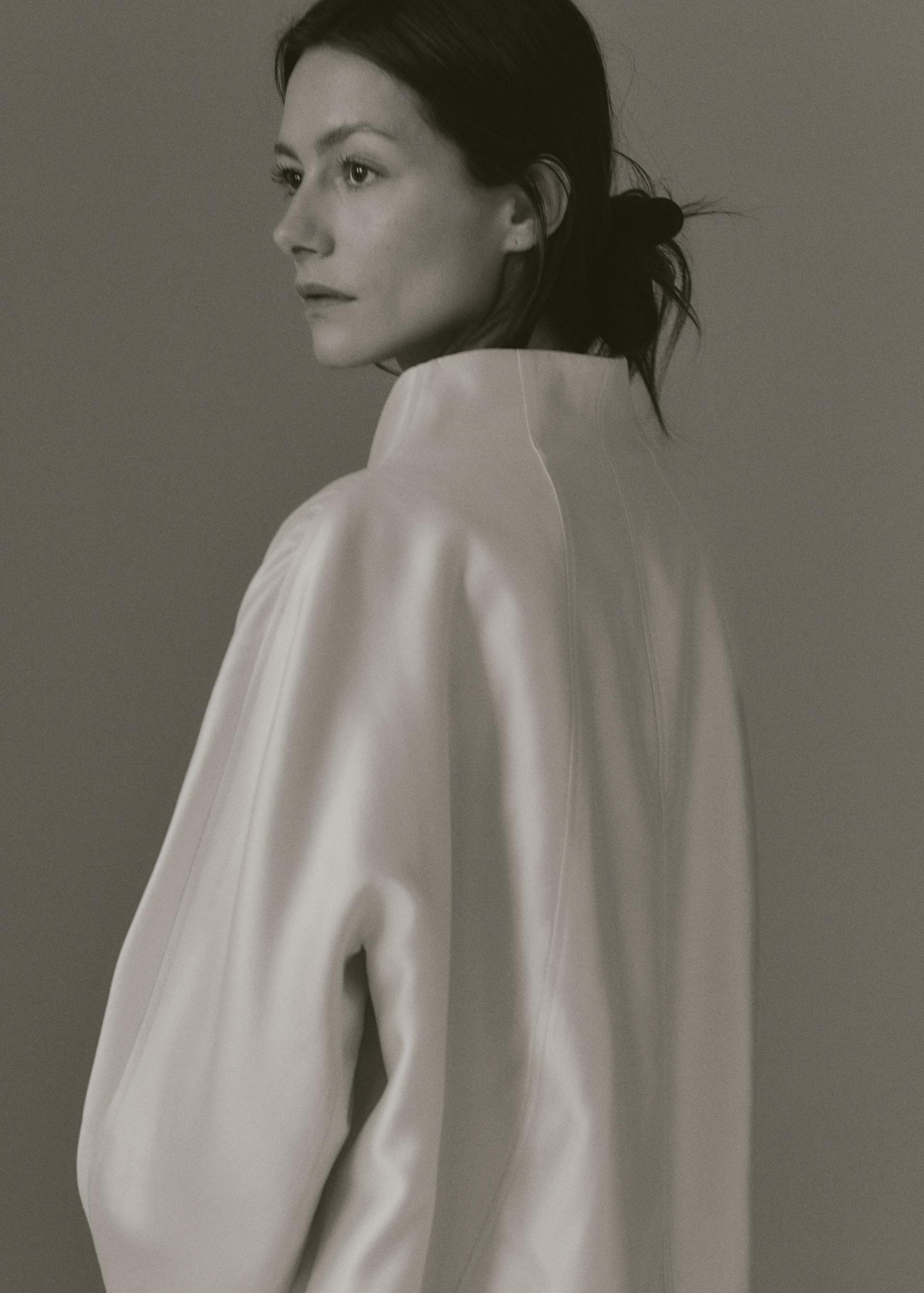 Lore Wool Silk Sculptural Jacket · Ivory
