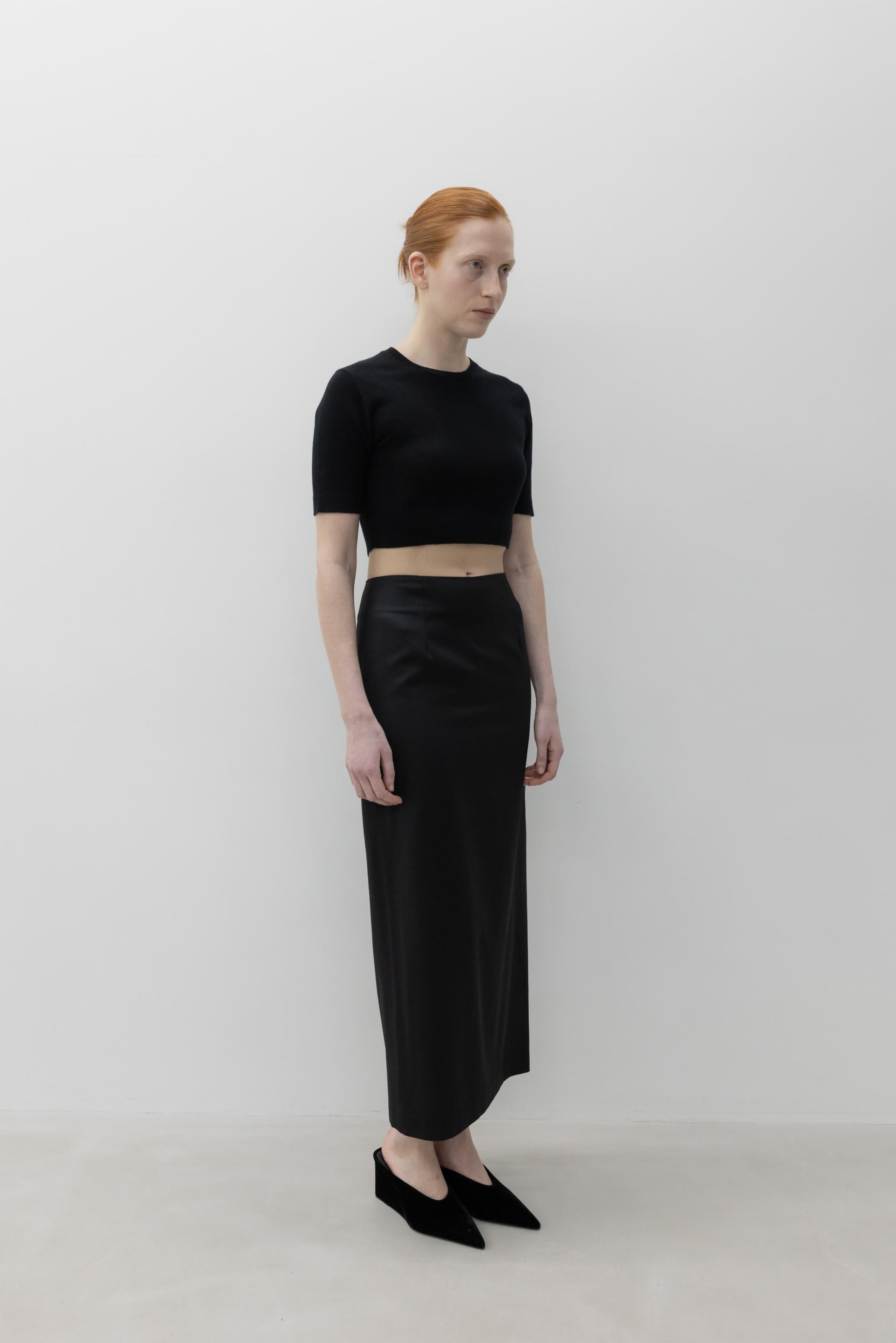 Wool Silk Maxi Skirt · Black