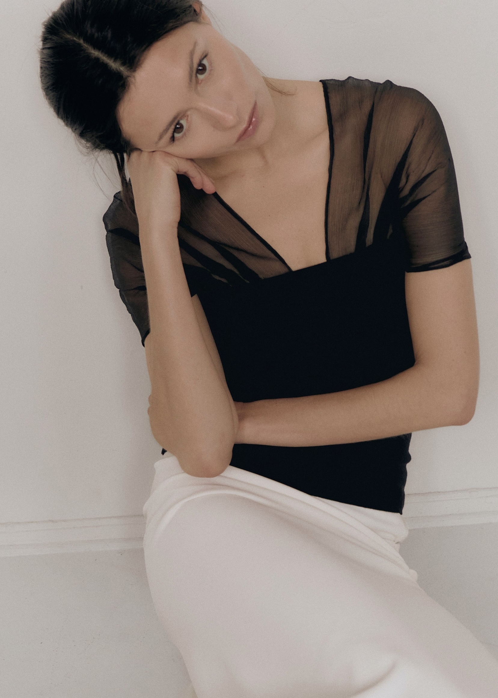 Indira Silk-Georgette Top · Noir