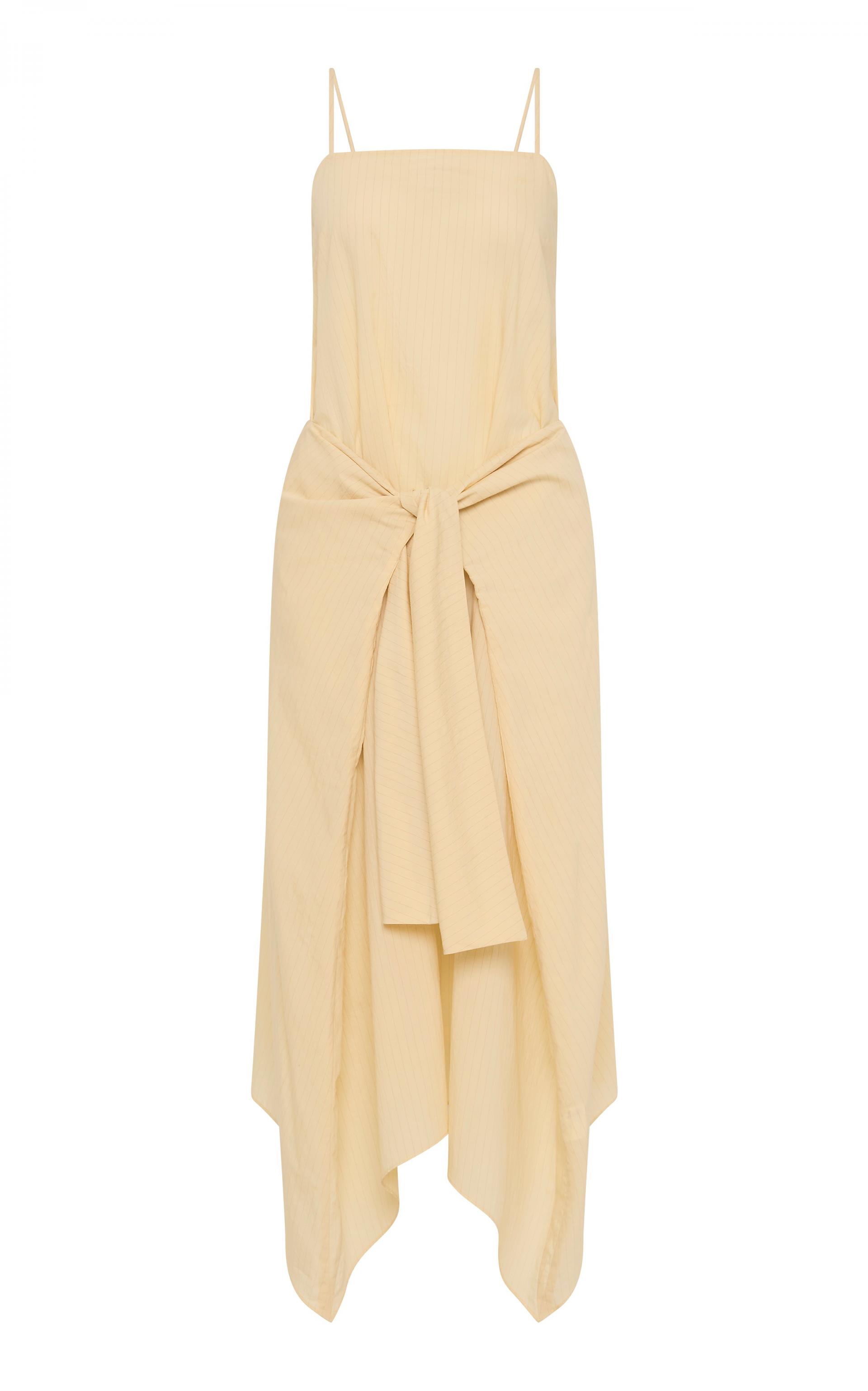 Pinstripe Relaxed Cocoon Dress · Straw