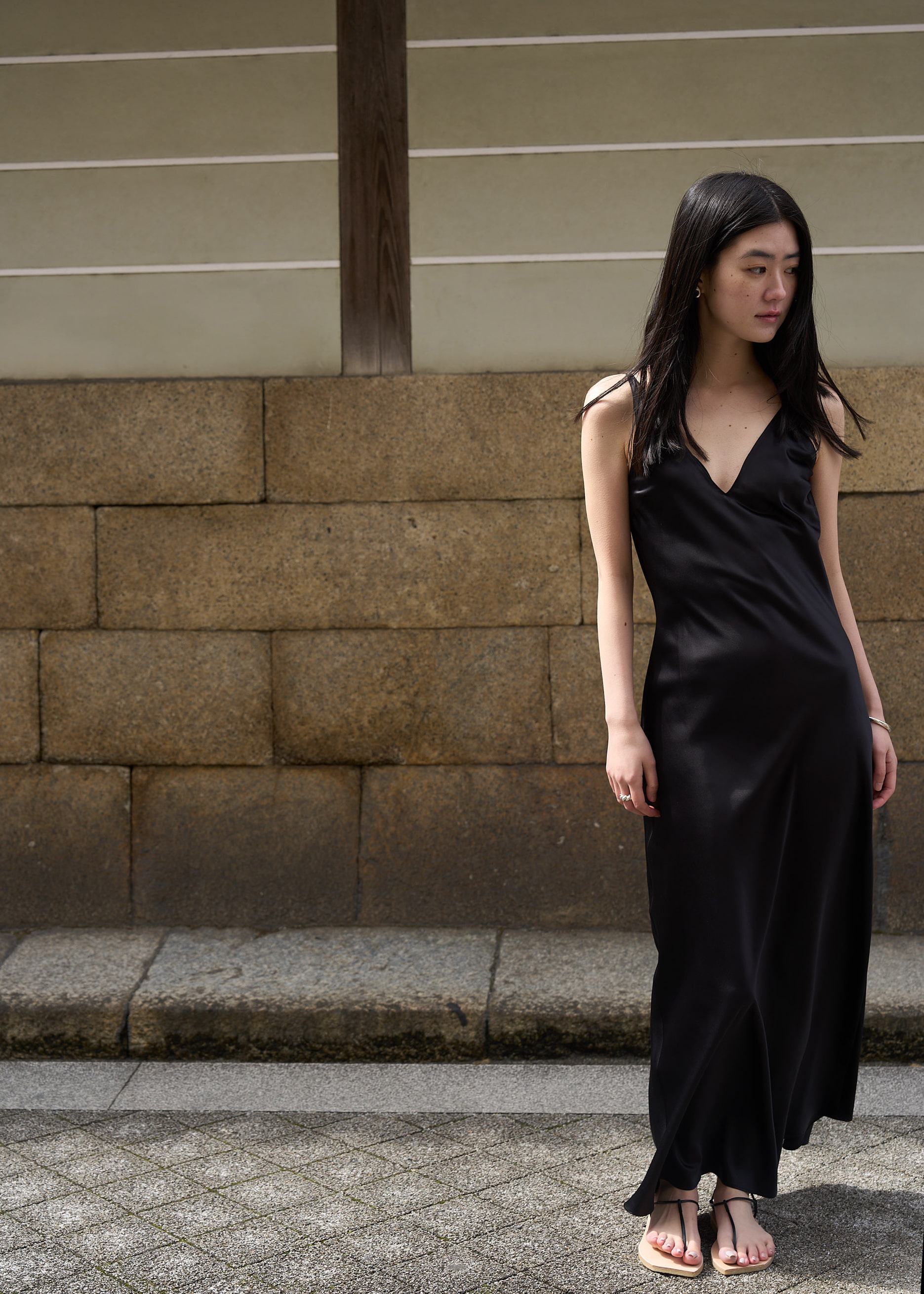 Deep V dress · Black
