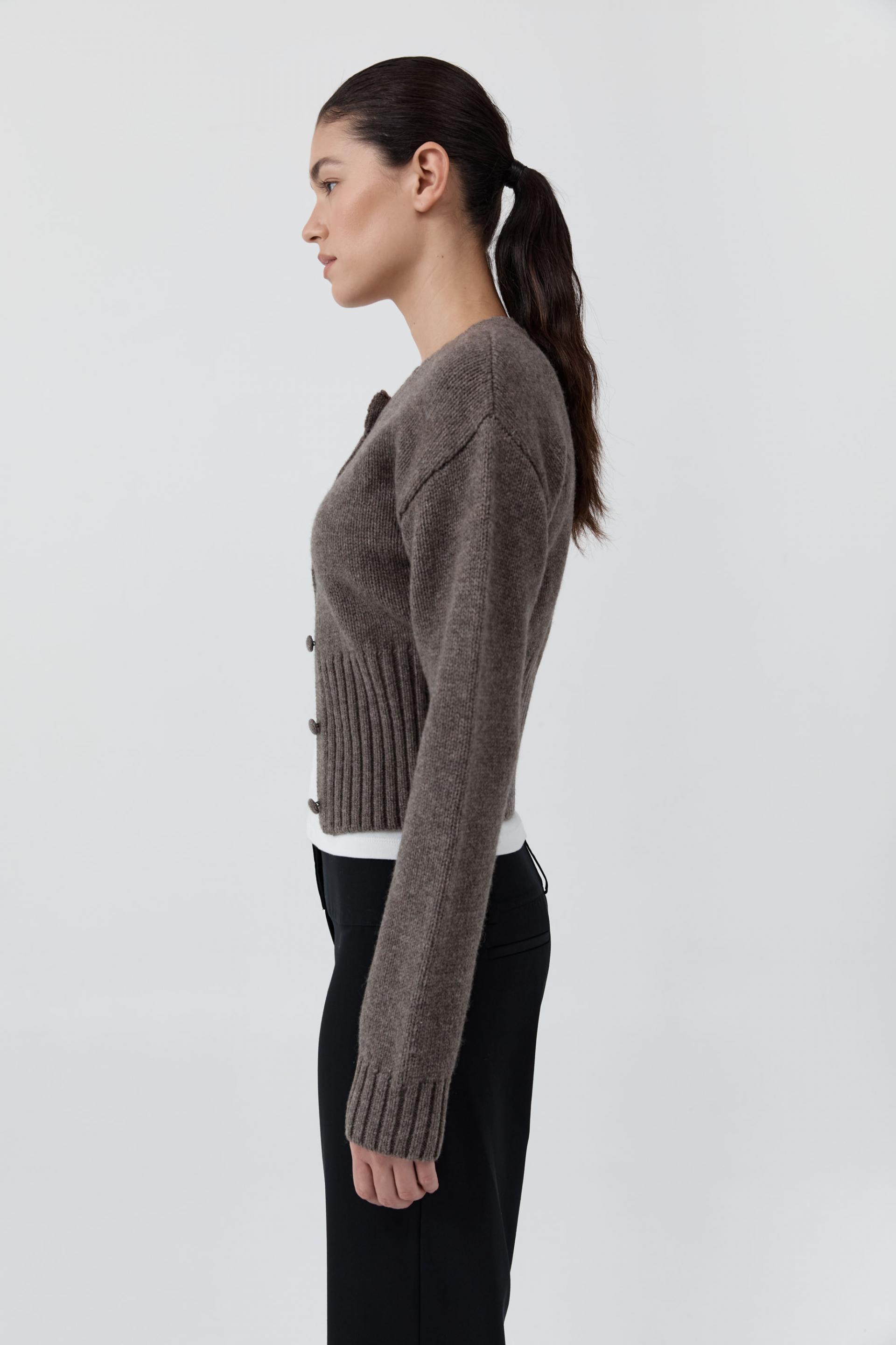 Wool Cardigan · Taupe Melange