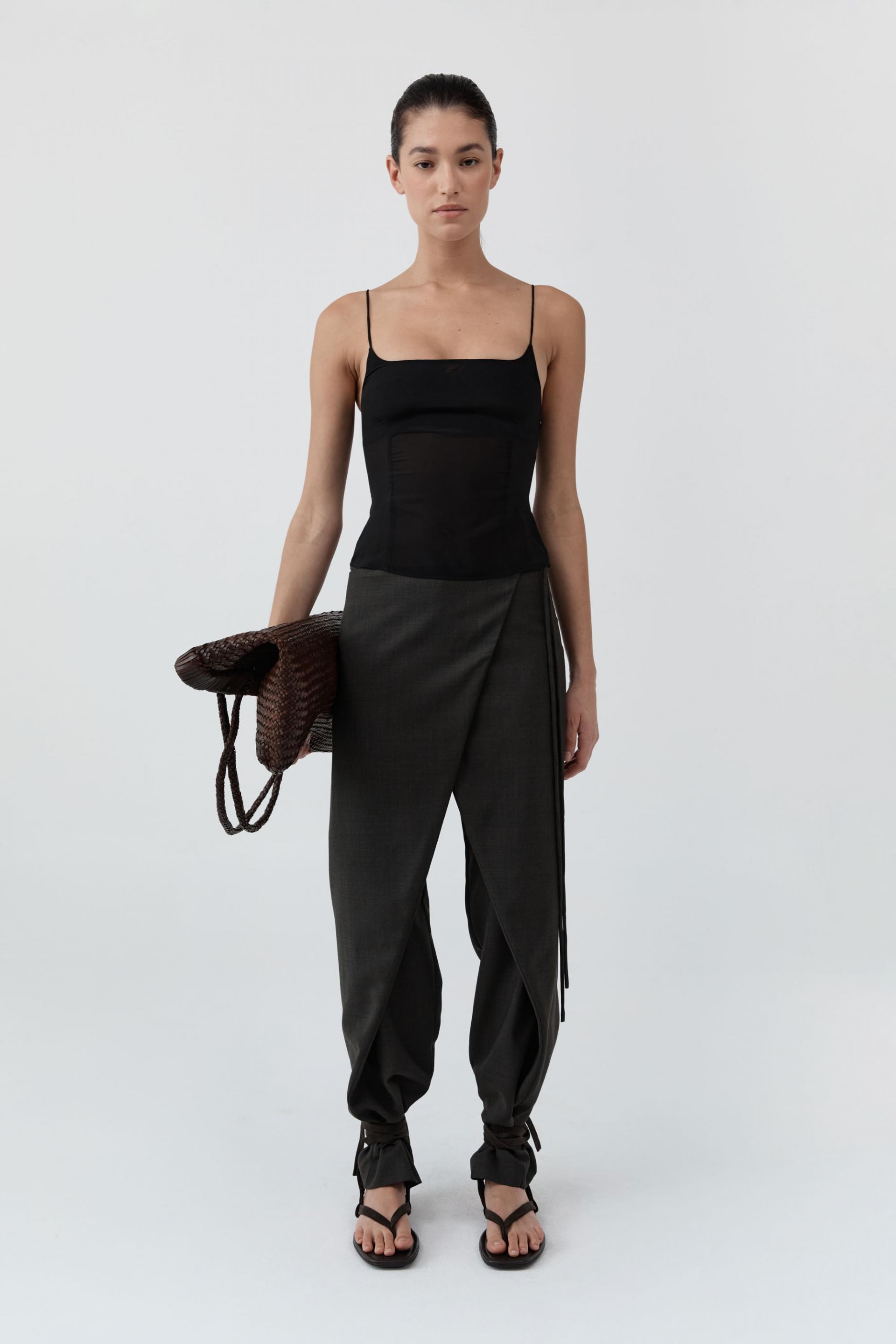 Stretch Silk Cami · Black